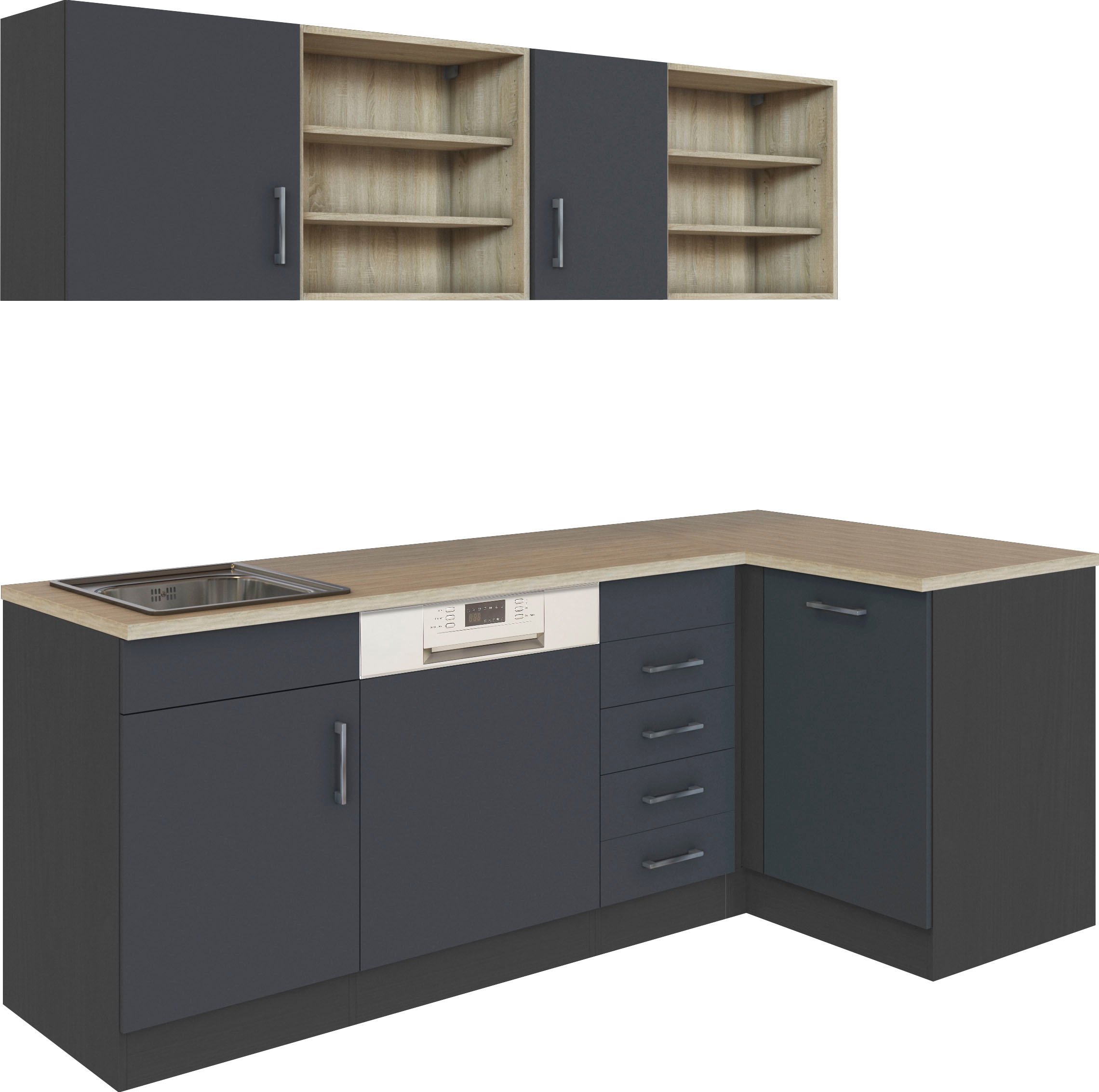 KOCHSTATION Küche »KS-Mali« Stellbreite 210/110 cm, mit E-Geräten