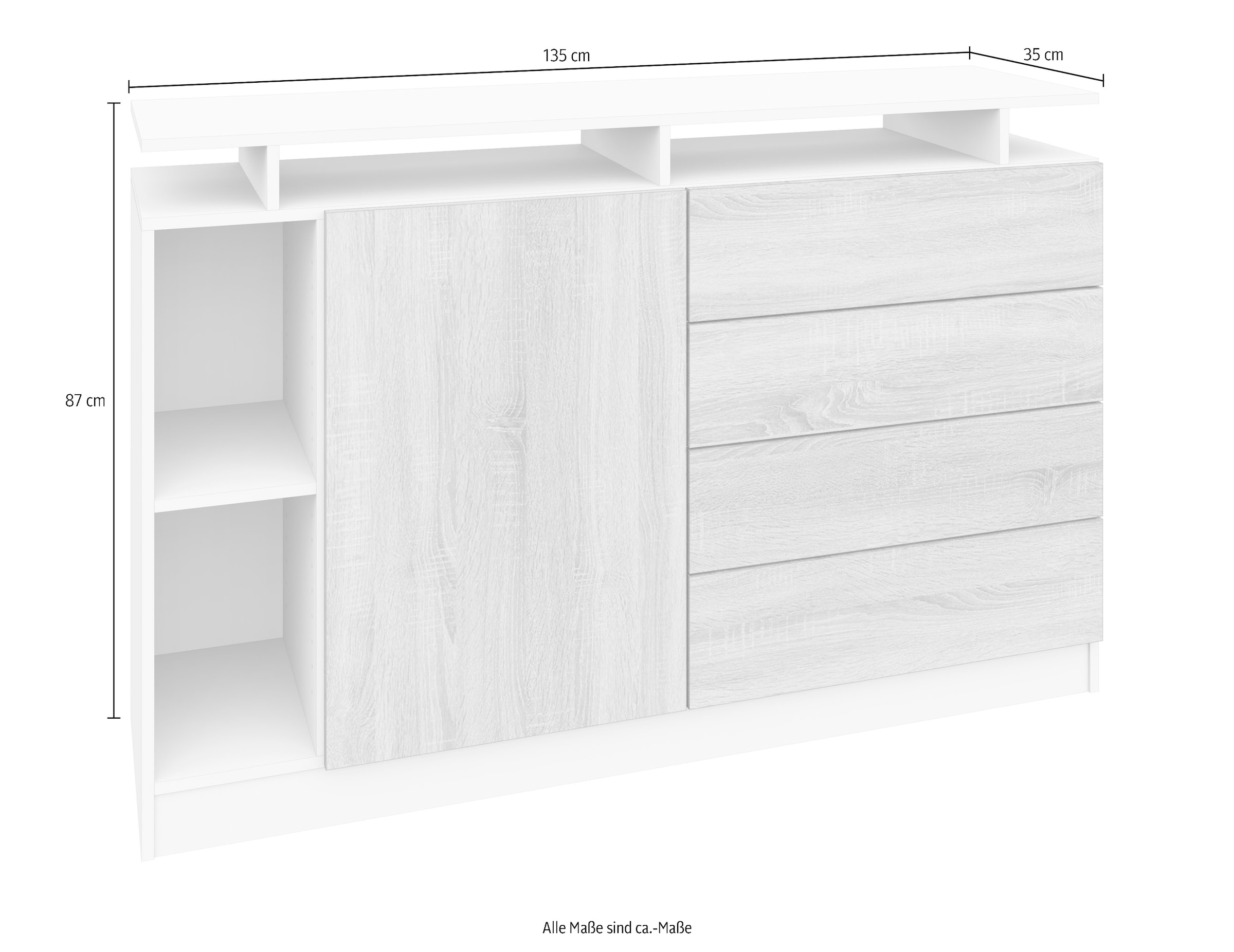 borchardt Möbel Sideboard »Vaasa«, moderne grifflose Optik, Push-to-Open-Funktion