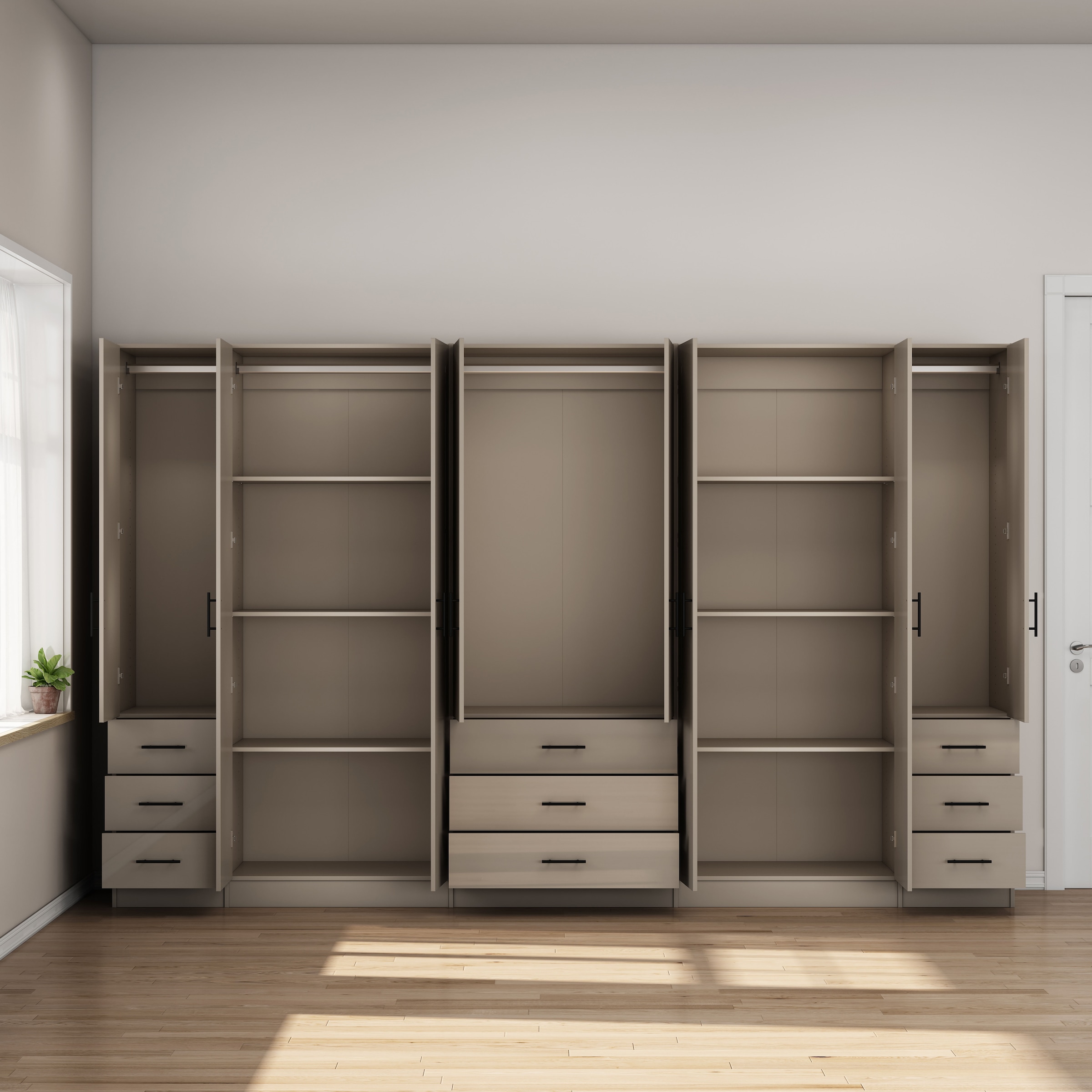 OTTO home Kleiderschrank »Trento Schlafzimmerschrank Garderobe hochglanz« Schrank mit 8 Türen und 9 Schubladen, hochglänzende Fronten