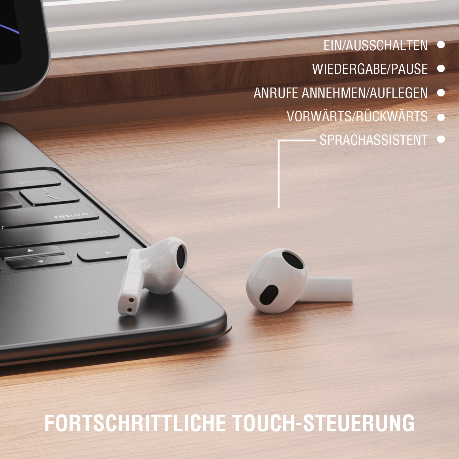4smarts wireless In-Ear-Kopfhörer »SkyBuds 2 ENC«, Echo Noise Cancellation (ENC)-Freisprechfunktion, True Wireless Bluetooth
