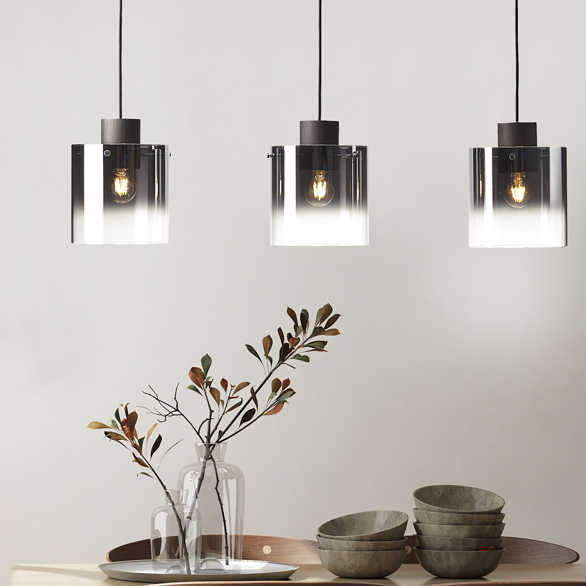 Brilliant Pendelleuchte »Beth« E27 1 Stk. Hängelampe 3flg Kaffee / Rauchglas, Glasleuch