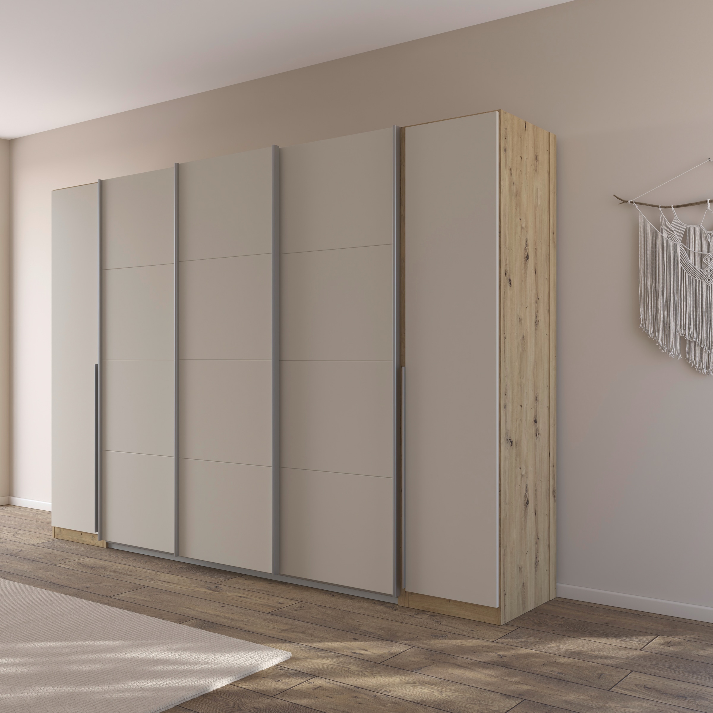 rauch Schwebetürenschrank »Agordo«, (im angesagten Mix aus Dreh- und Schwebetüren), optional mit Spiegel und zwei Griff-Farben MADE IN GERMANY