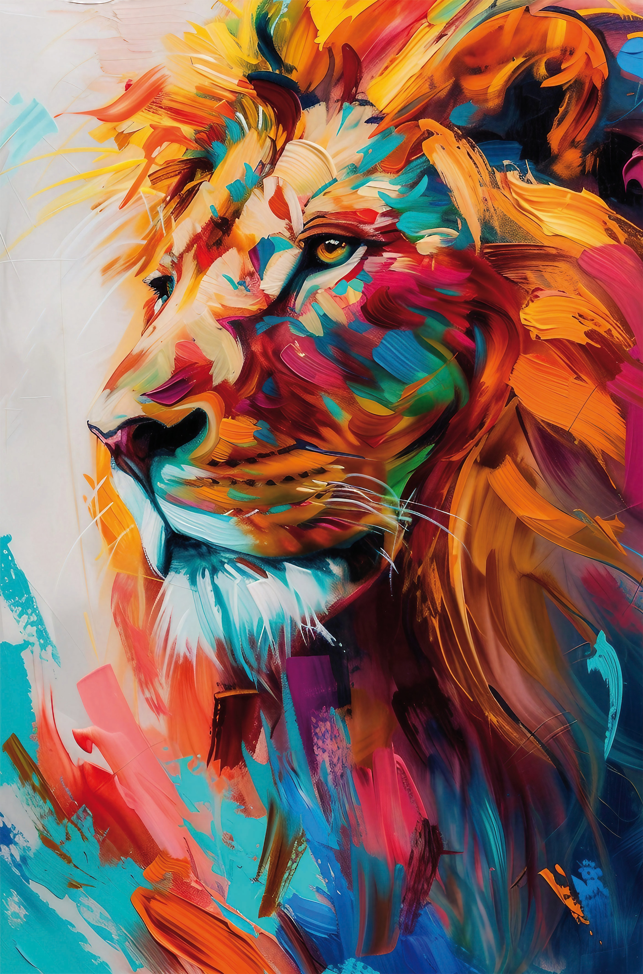 Bönninghoff Leinwandbild, Löwe-Löwen-Tiere-Raubkatzen-Kunst-Pop Art, (1 St.)