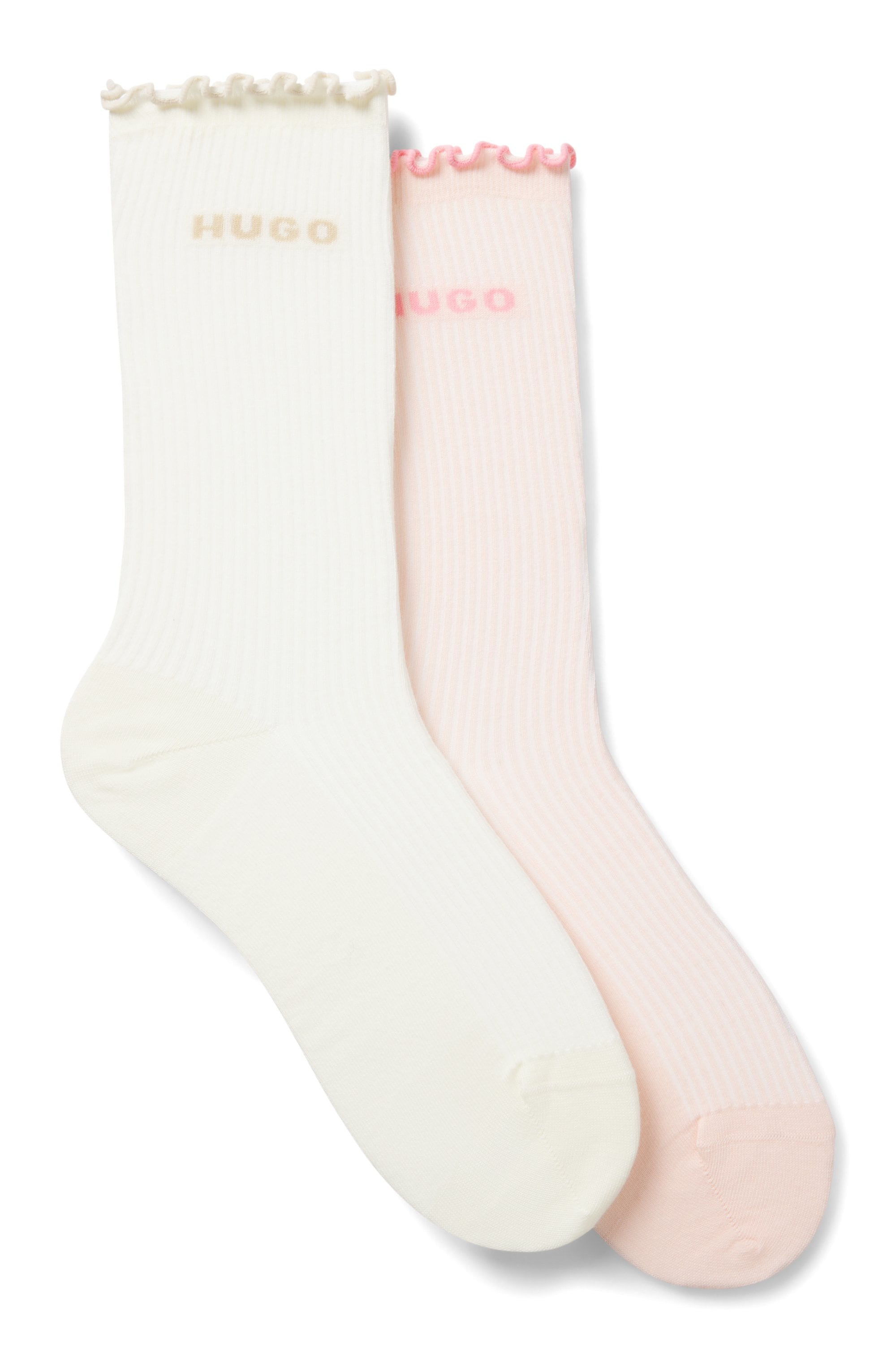 HUGO Underwear Basicsocken »2P RS LETTUCE CC W« 2 Paar tlg. Bund leicht gekräuselt