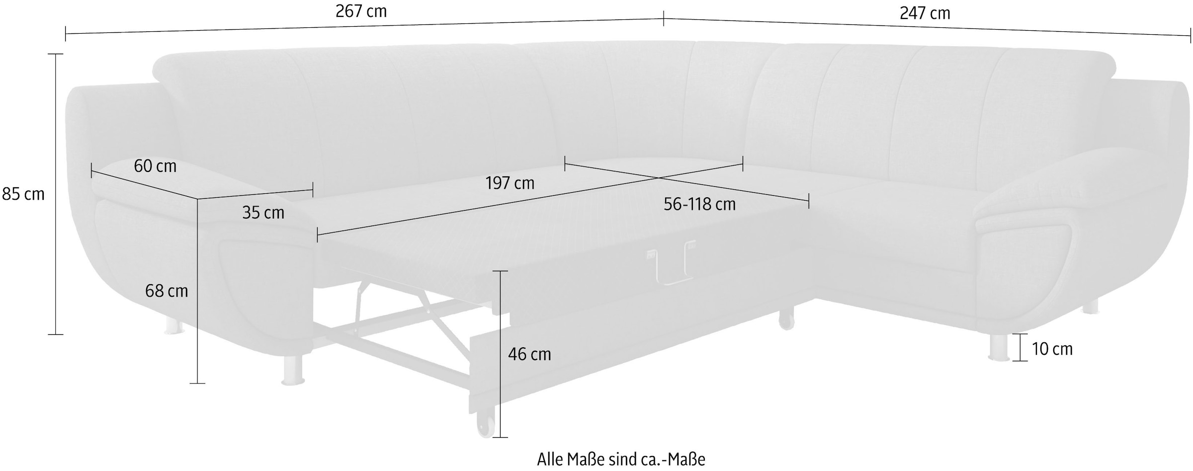 TRENDMANUFAKTUR Ecksofa »Rondo II, L-Form«, wahlweise mit Federkern, wahlweise mit Bettfunktion