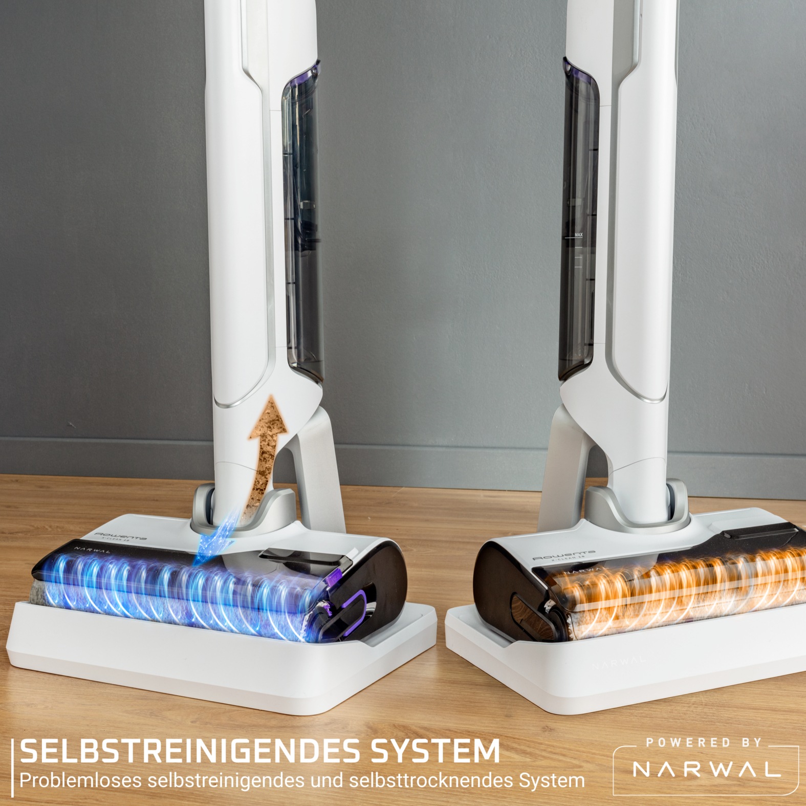 Rowenta Nass-Trocken-Akkusauger »X-Clean 10, Saugen und Wischen, lange Laufzeit, LED-Bildschirm«, selbstreinigend und -trocknend, geeignet für Hartböden, GZ7540