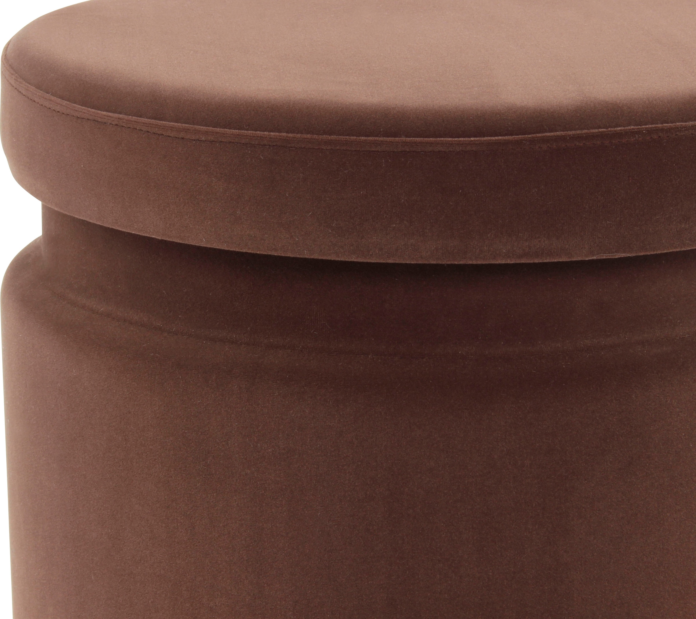 Kayoom Stauraumhocker »Hocker Zora 225 2er-Set, samtweicher Stoffbezug,runde elegante Form«, (Set, 2 St.), samtweich, gepolstert, mit Stauraum, weiche Polsterung