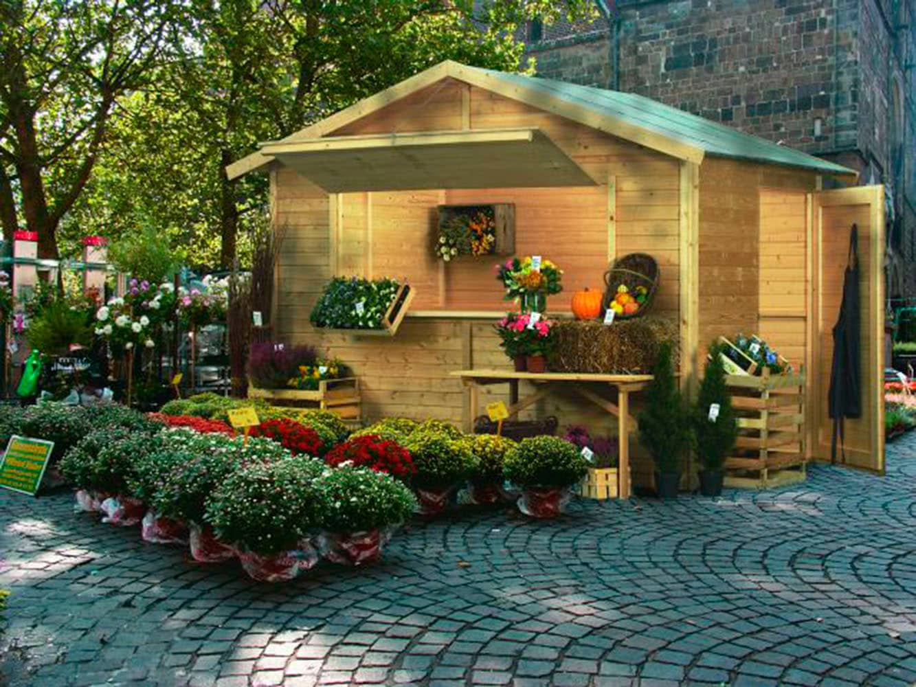 Karibu Gartenhaus »Verkaufshaus 2 naturbelassen« aus hochwertiger nordischer Fichte