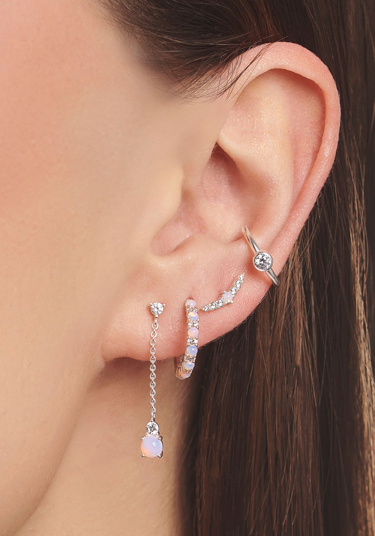 THOMAS SABO Single-Ohrstecker »Opal-Imitation, H2182-166-7« mit Glas-Keramik Stein, Zirkonia (synth.)