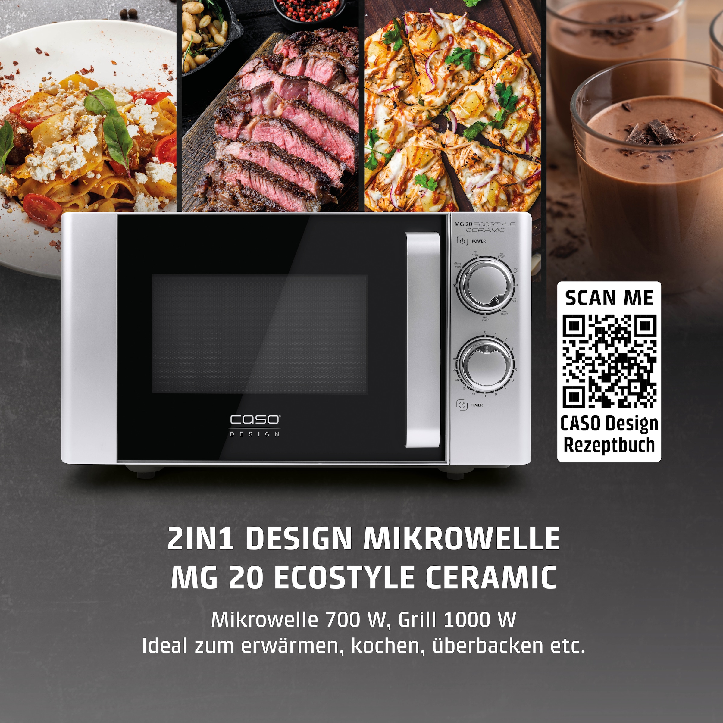Caso Mikrowelle »3316 MG 20 Ecostyle Ceramic« Grill | Mikrowelle 1200 W