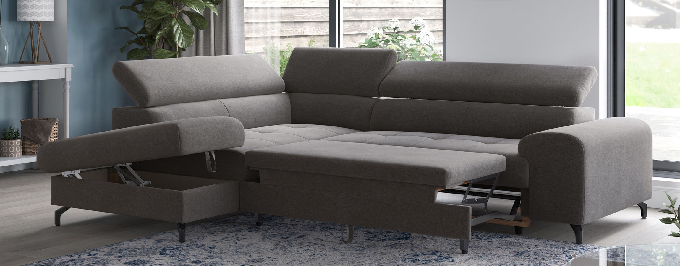 COTTA Ecksofa »Aura L-Form, B: 260 cm« mit Bettfunktion, Bettkasten & Kopfteilverstellung