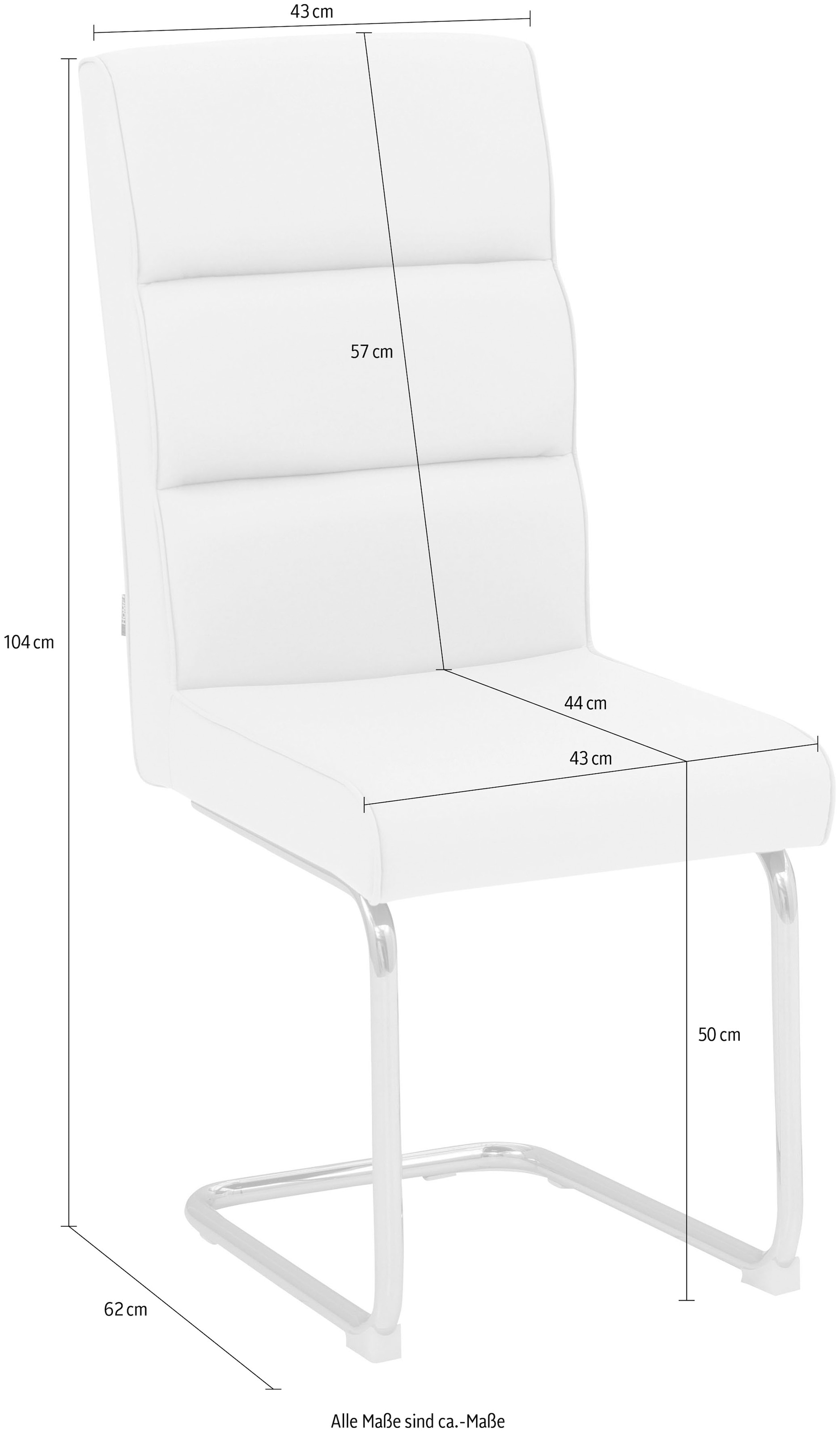 INOSIGN Freischwinger »Lano«, Webstoff, im kaufen Gestell Sitzhöhe Set, cm Sitz gepolstert, Raten aus Metall, auf 2er 50