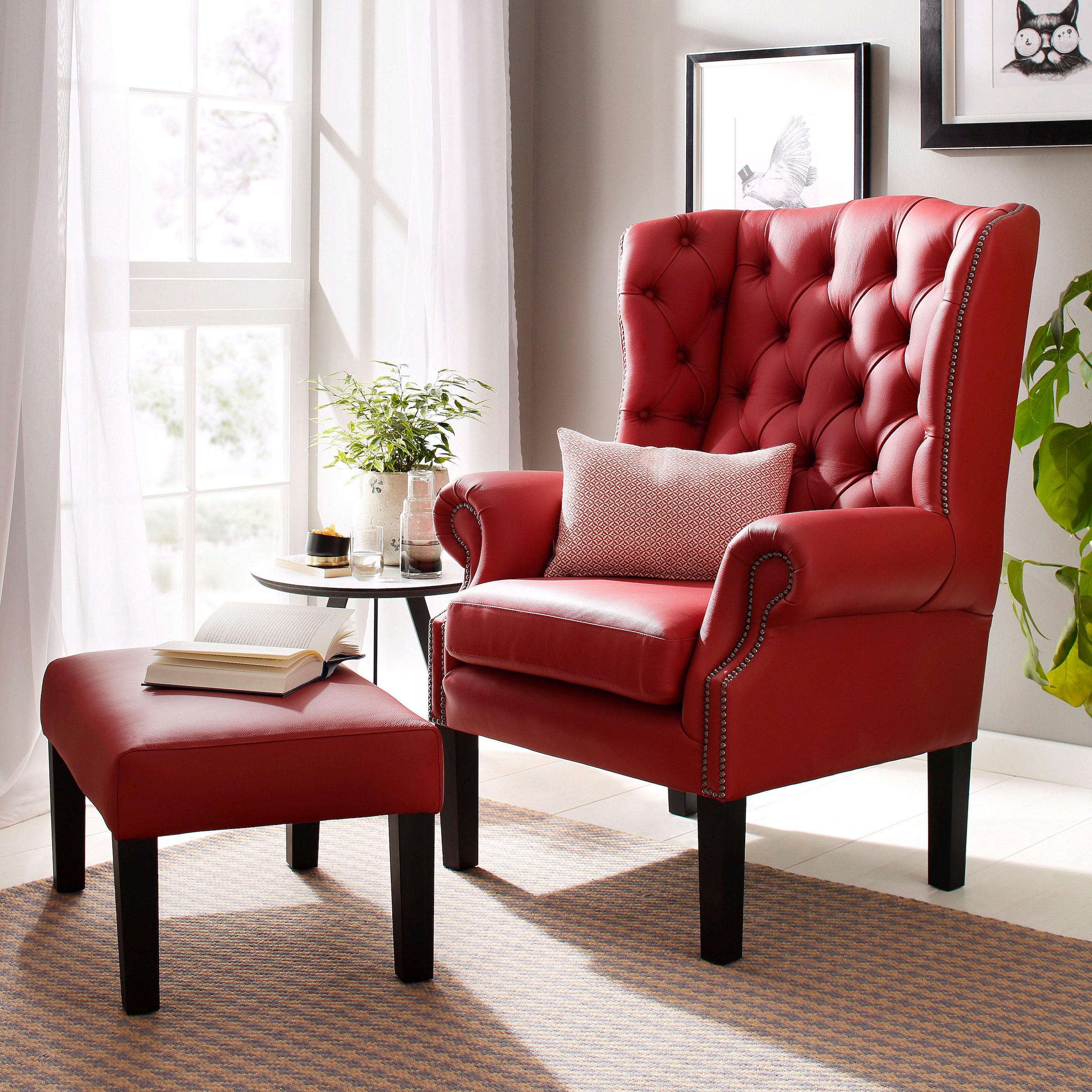 Home affaire Sessel »Bedford Ohrensessel Chesterfield«, mit aufwendiger Knopfheftung und geschwungenen Armlehnen