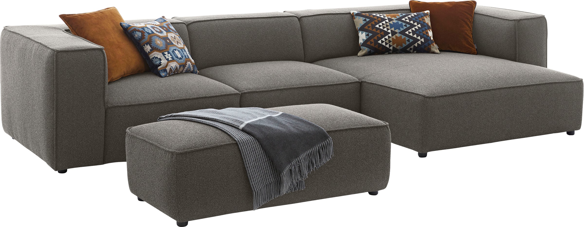 W.SCHILLIG Ecksofa »around-the-block Mega Sofa, viel Platz und hoher Sitzkomfort, L-Form« mit eleganter Biese, mit Federkern, Breite 341 cm
