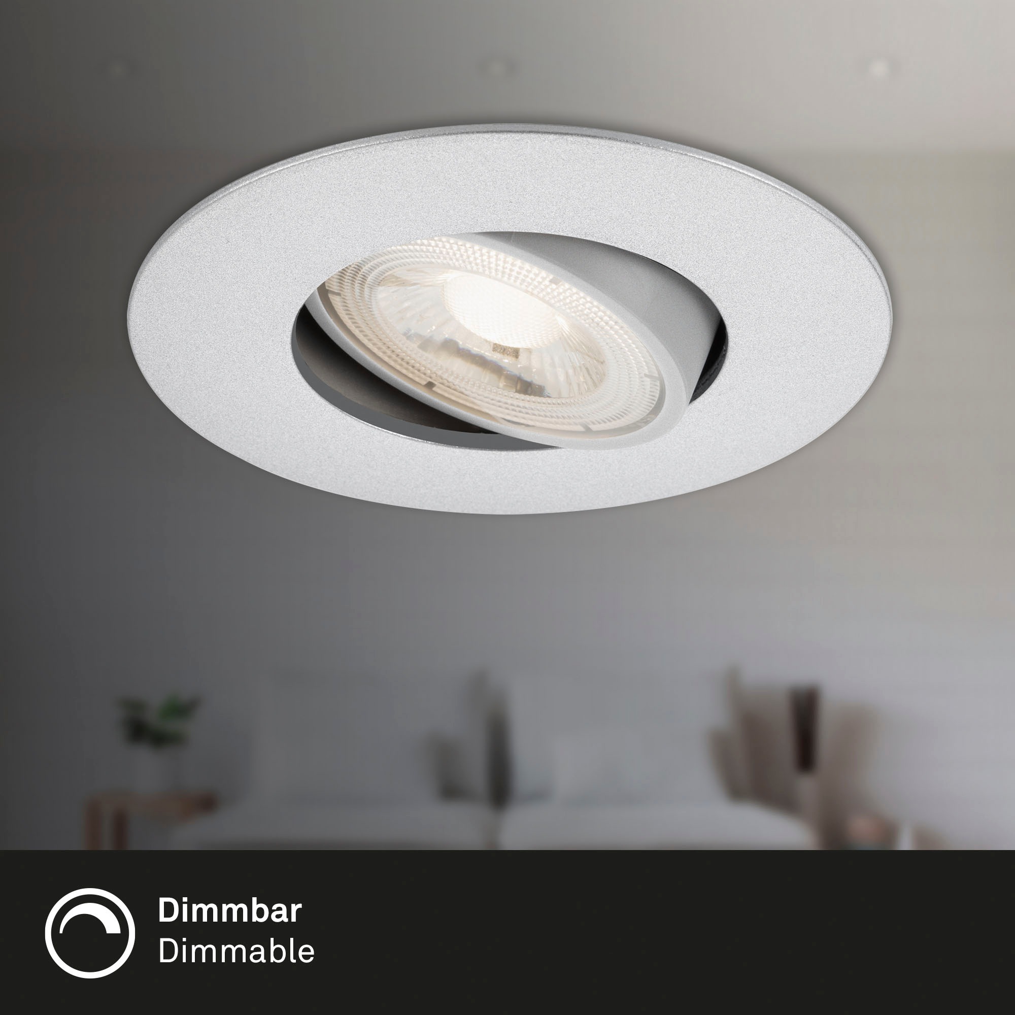Briloner Leuchten LED Einbauleuchte »7048034 KULANA« LED-Board Warmweiß Einbauleuchte SET schwenkbar + dimmbar IP23 Ø 9cm