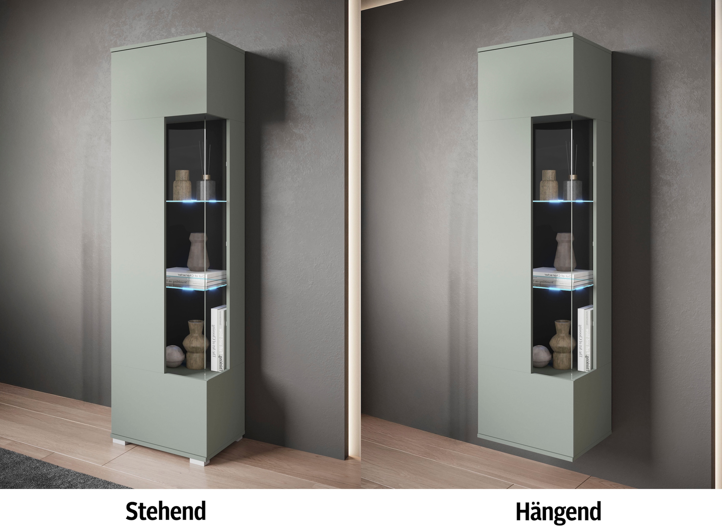 INOSIGN Vitrine »Kenia, stehend und hängend, Türanschlag wechselbar«, (1 St.), Vitrineschrank mit Glastüren 160 cm Höhe
