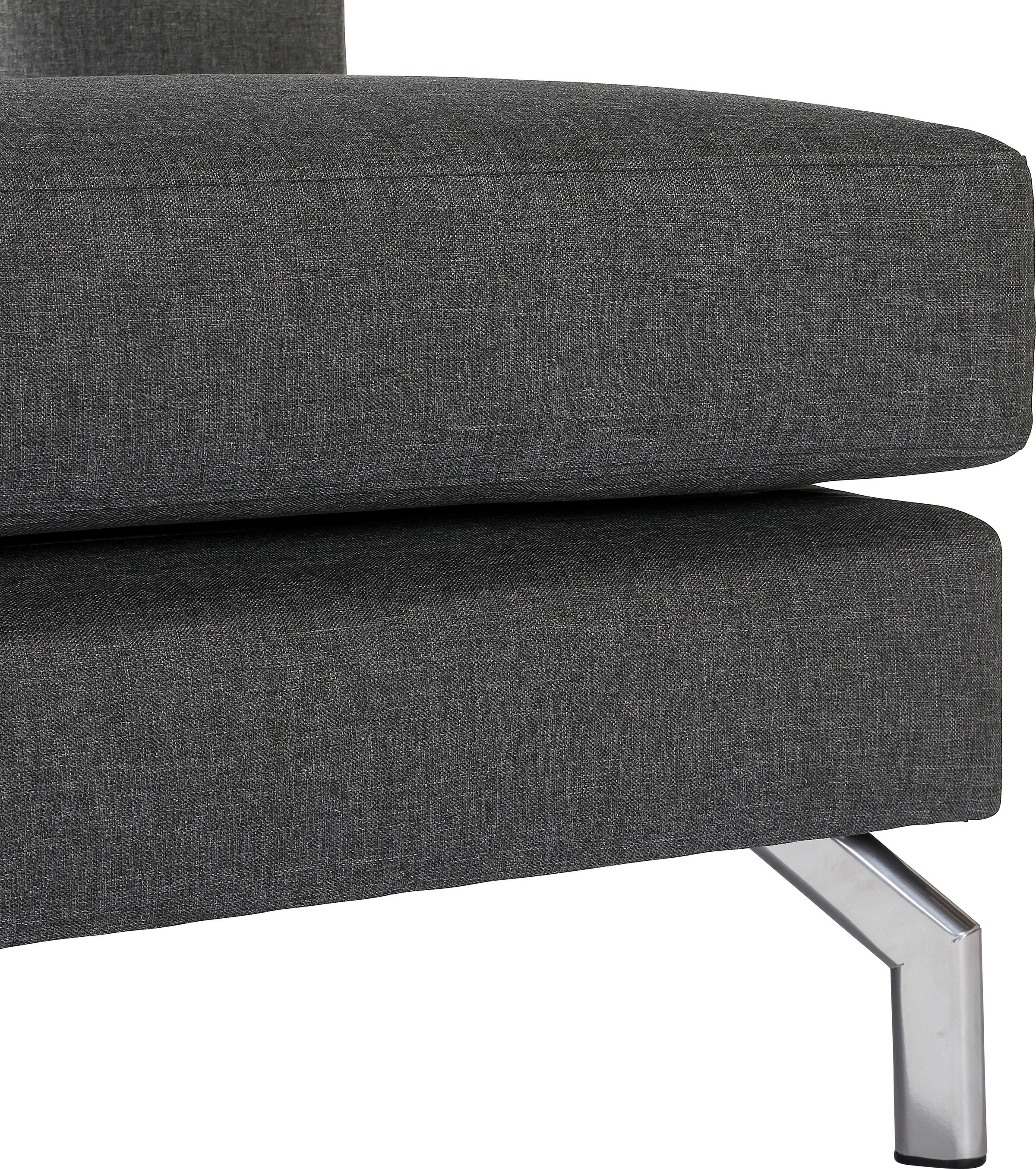 Max Winzer® Ecksofa »Flori guter Sitzkomfort, aktuelles Design, eleganter Chromfuß«, mit Longchair links oder rechts, inklusive Zierkissen