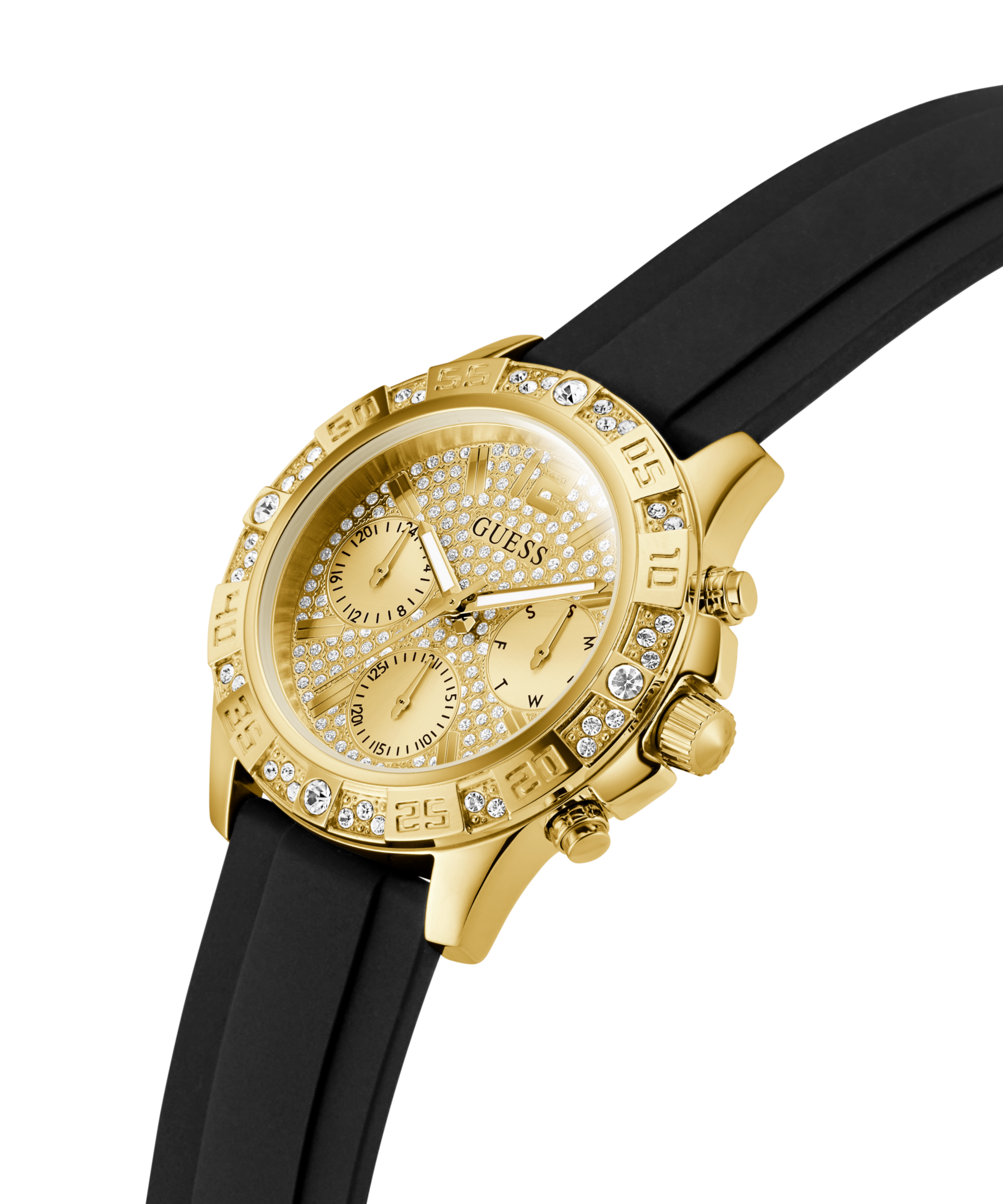 Guess Multifunktionsuhr »MAJESTY« Quarzuhr, Armbanduhr, Damenuhr, Silikonarmband, Datum