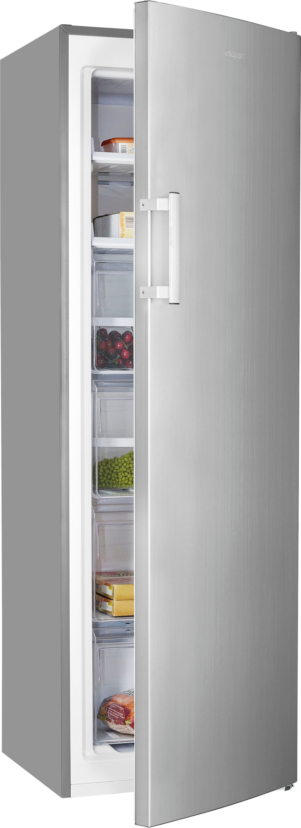 exquisit Gefrierschrank »GS271-NF-H-040D Inoxlook«, 170,5 cm hoch, 54 cm breit, 204 Liter Nutzinhalt, NoFrost, Schnellgefrieren