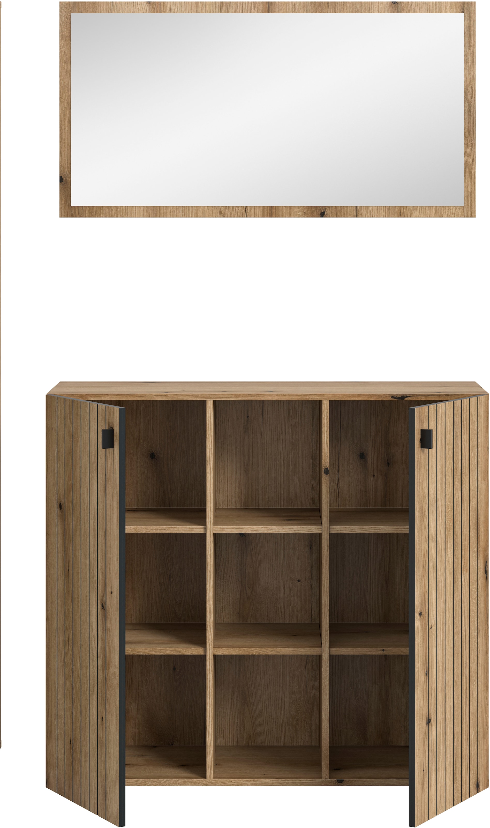 INOSIGN Garderoben-Set »TATIO, 2-tlg. Garderobenkombination,Breite: 106 cm, Rillenfräsung« Set, Set, best. aus: 1 Spiegel, 1 Schuhkommode, 2 Stk. tlg.