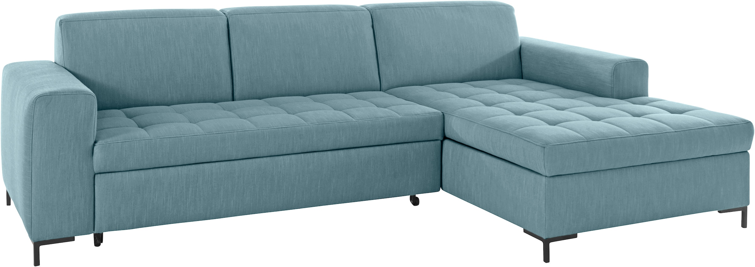 OTTO products Ecksofa »Grazzo, zeitlos und elegant, mit moderner Sitzheftung, L-Form«, hochwertige Stoffe aus recyceltem Material, Steppung im Sitzbereich