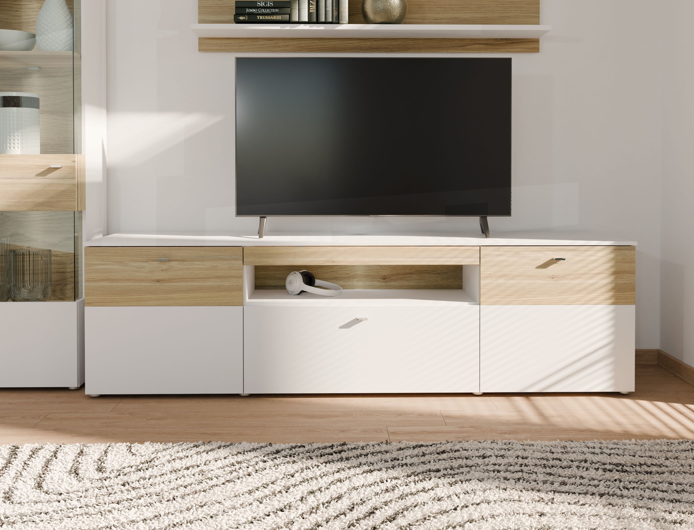 FORTE Lowboard »Como«, TV-Board, LED Beleuchtung, Soft Close, Stauraum, 209,8/59,3/52 cm