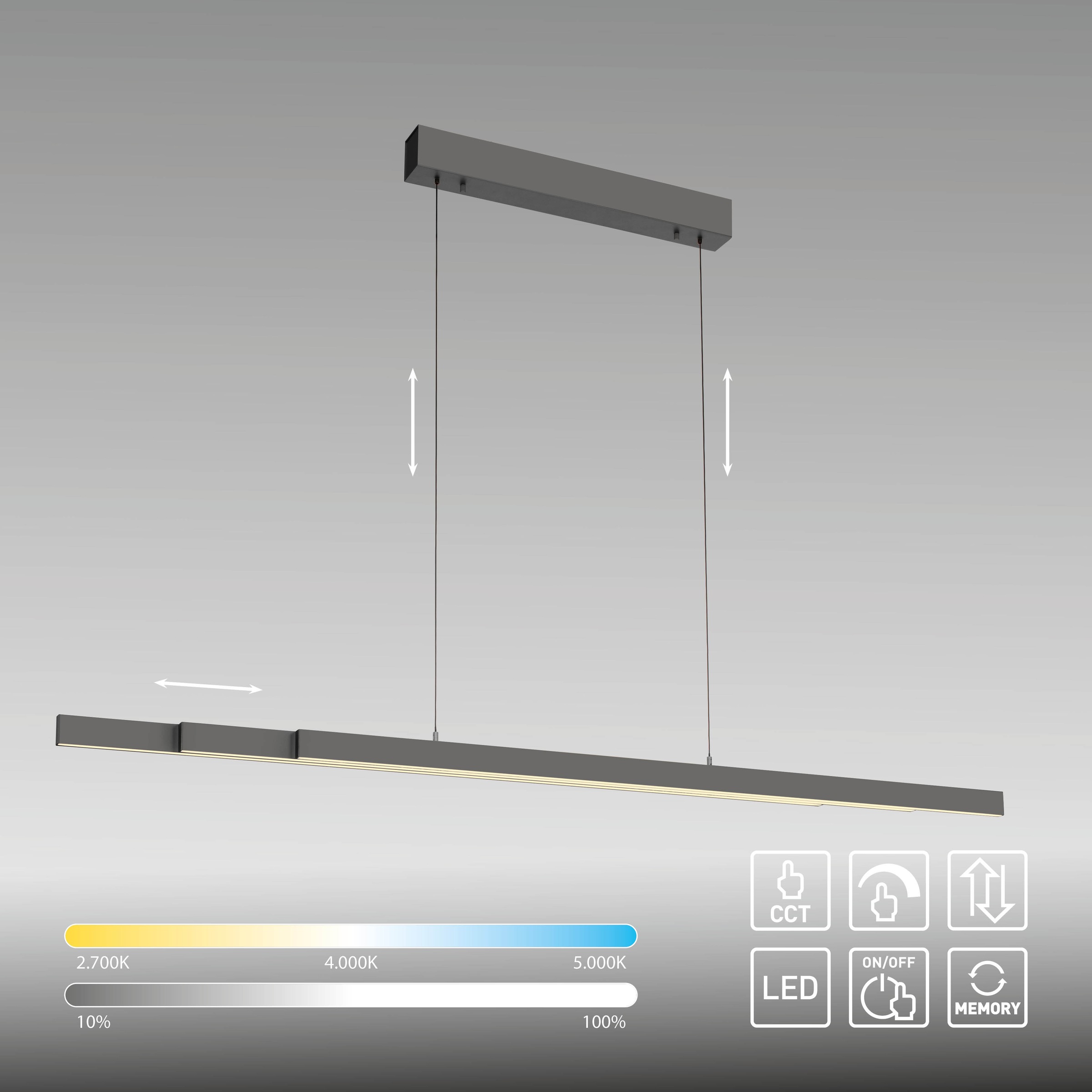 Paul Neuhaus LED Pendelleuchte »ADRIANA Comfort Lift« LED-Board 1 Stk. warmweiß - kaltweiß Touchdimmer, CCT 2700-5000K, Comfort-Lift, Memory, Verstellbar