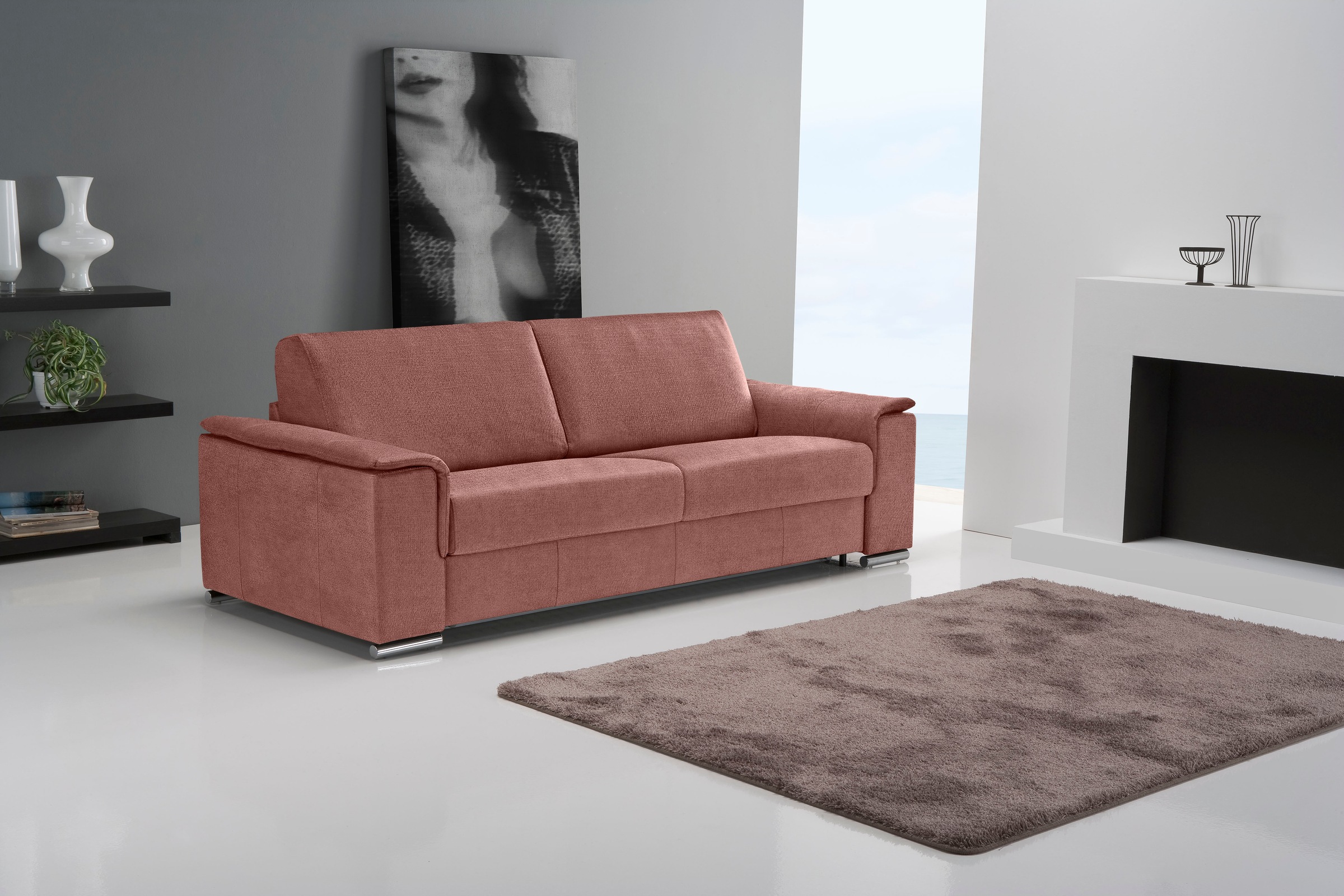 Egoitaliano Schlafsofa »Cecilia, modern & elegant, erstklassiger Sitzkomfort, Dauerschläfer«, inkl. Matratze und hochwertigem Metallbettrahmen, toller Schlafkomfort