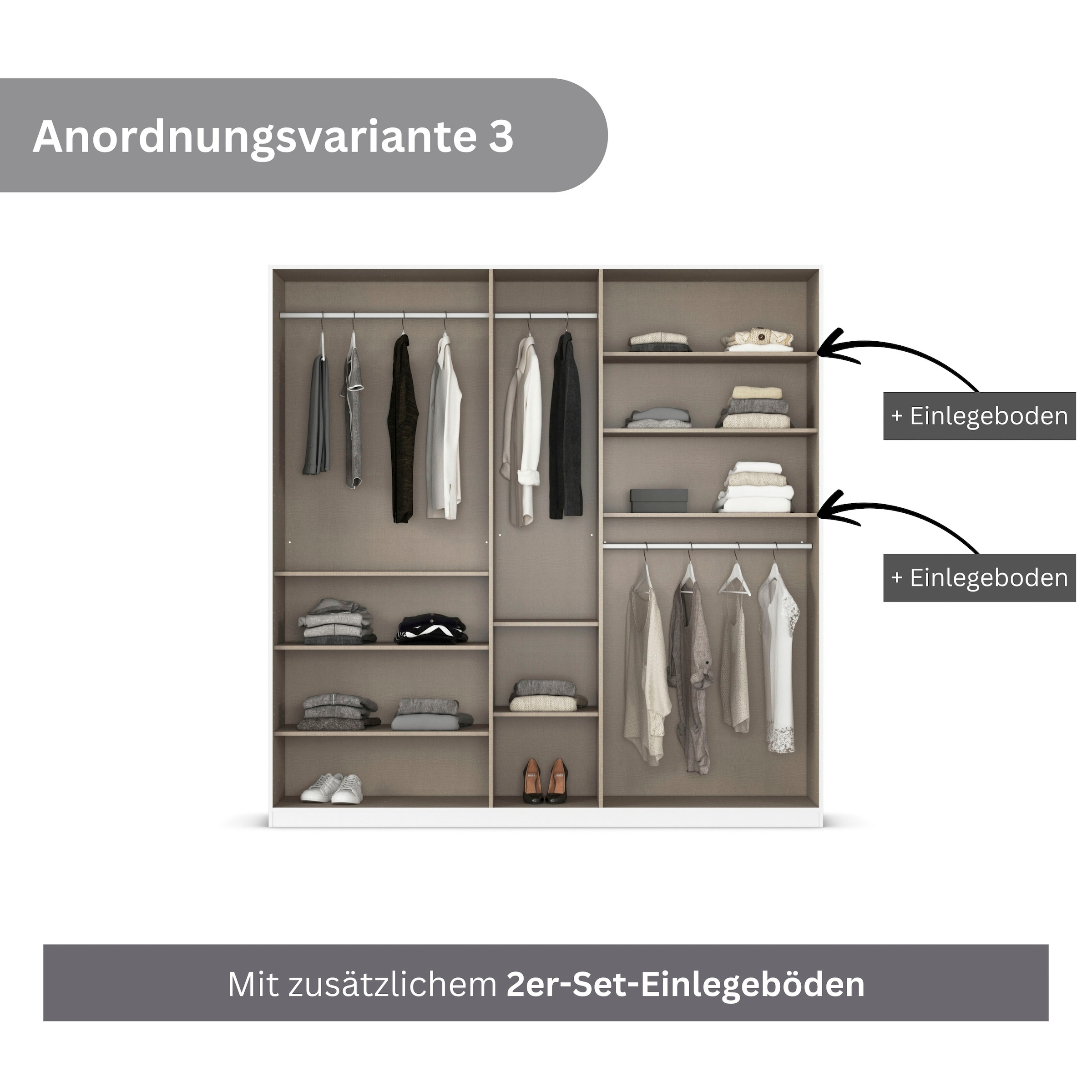 rauch Drehtürenschrank »Kleiderschrank Schrank Garderobe AGORDO TOPSELLER Schlafzimmer«, (in zwei Griff-Farben mit Dekor- oder Hochglanzfront), durchdachte Innenausstattung, in 6 Breiten und 2 Höhen MADE IN GERMANY