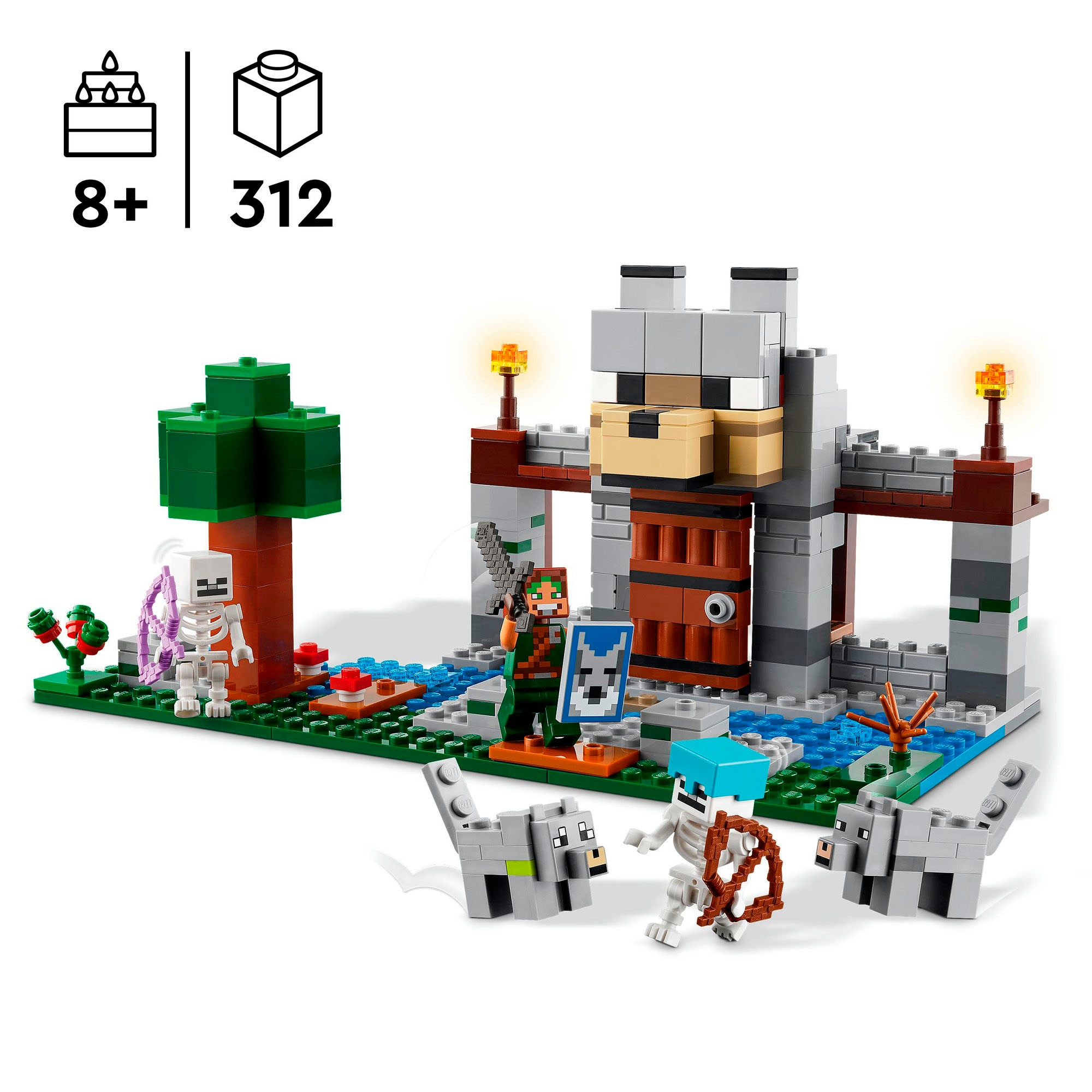 LEGO® Konstruktionsspielsteine »Die Wolfsfestung (21261), LEGO Minecraft«, (312 St.), Made in Europe