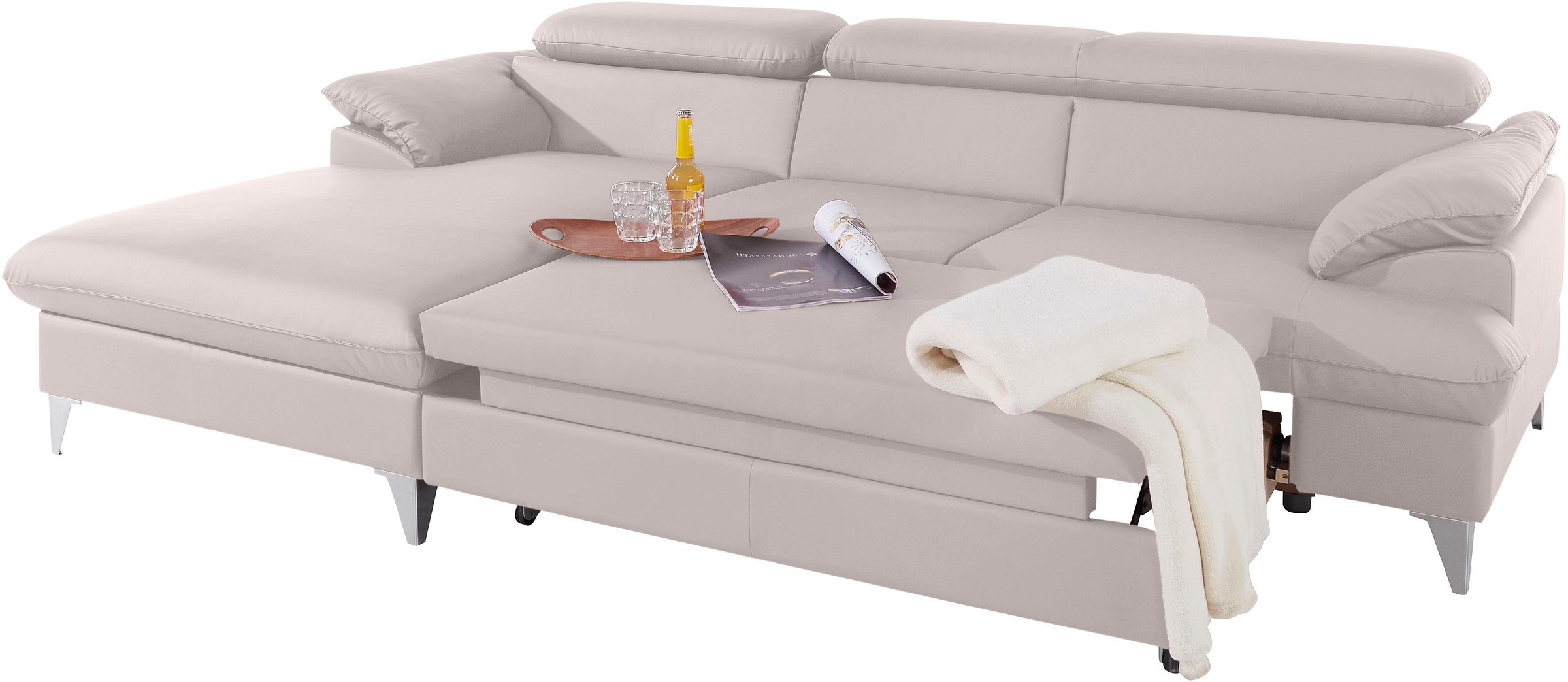 COTTA Ecksofa »Caluso L-Form«, mit Kopfteilverstellung, wahlweise mit Bettfunktion & Bettkasten