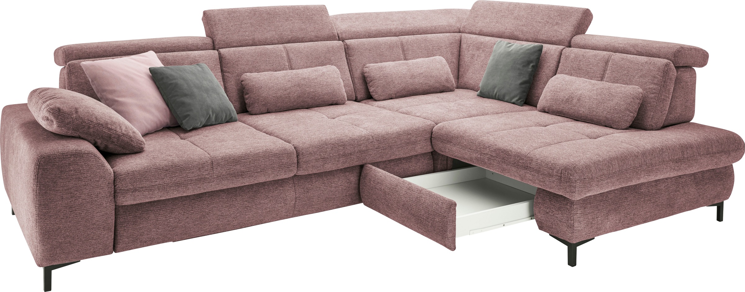 set one by Musterring Ecksofa »SO 3400, Komfortsitzhöhe 47cm oder 49cm, inkl. Sitztiefenverstellung«, verschiedene Funktionen, Kaltschaumpolsterung, Stellmaße 220 x 317 cm