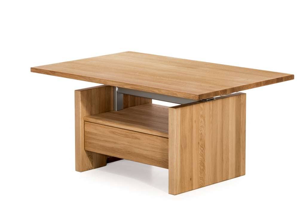 Home affaire Couchtisch »Hamilton Kaffeetisch, Massivholz, modern design, in Eiche geölt«, höhenverstellbar Tischplatte, rechteckig, mit Schublade, Ablage