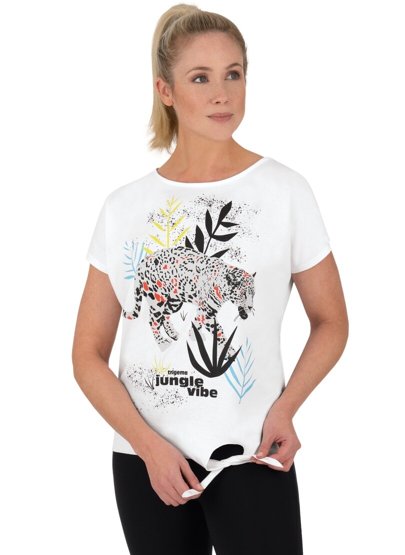 Trigema T-Shirt »TRIGEMA T-Shirt mit exotischem Druckmotiv«, (1 tlg.)