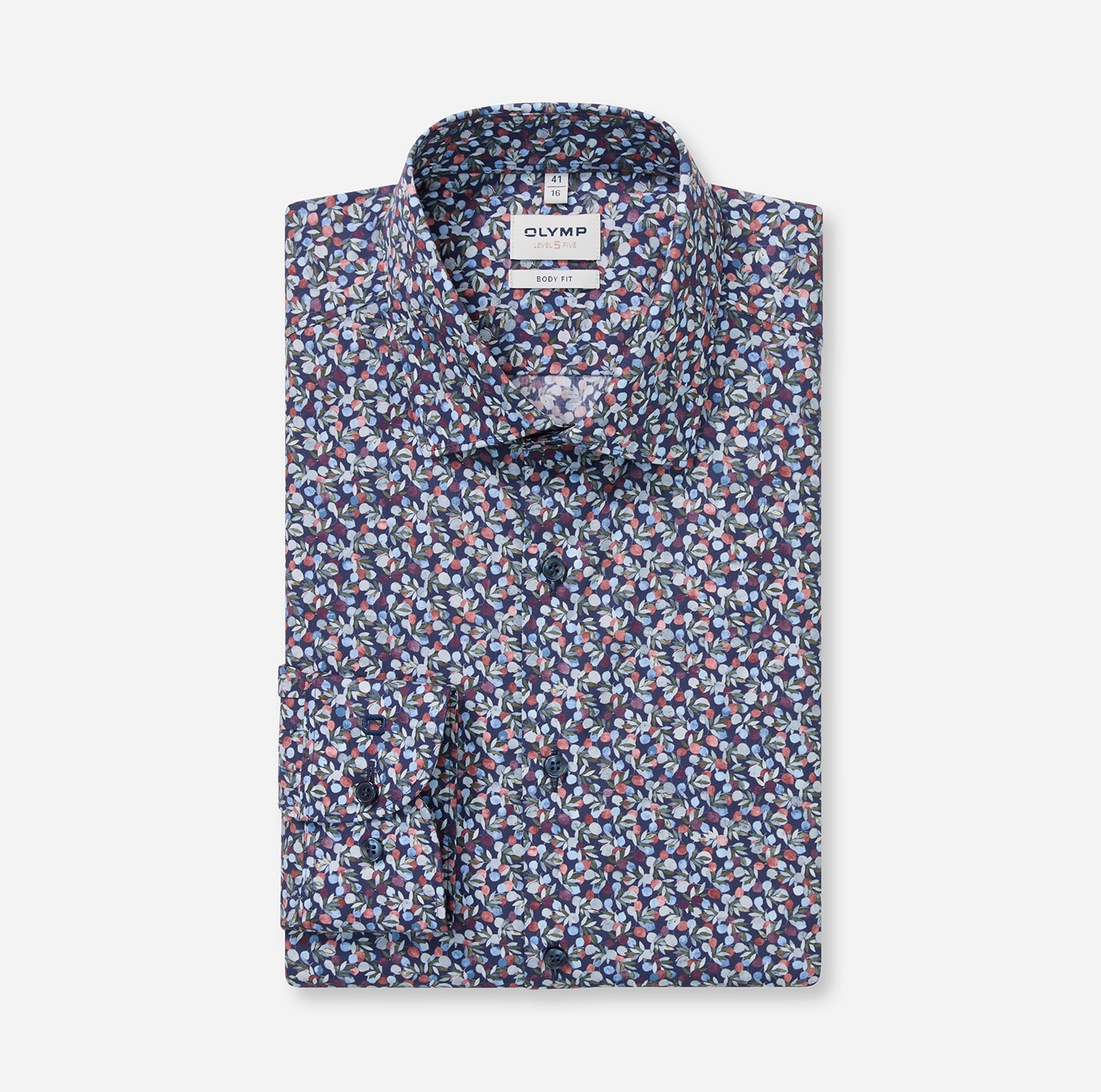 OLYMP Langarmhemd »Level Five« Businesshemd, body fit, New York Kentkragen, florales Muster