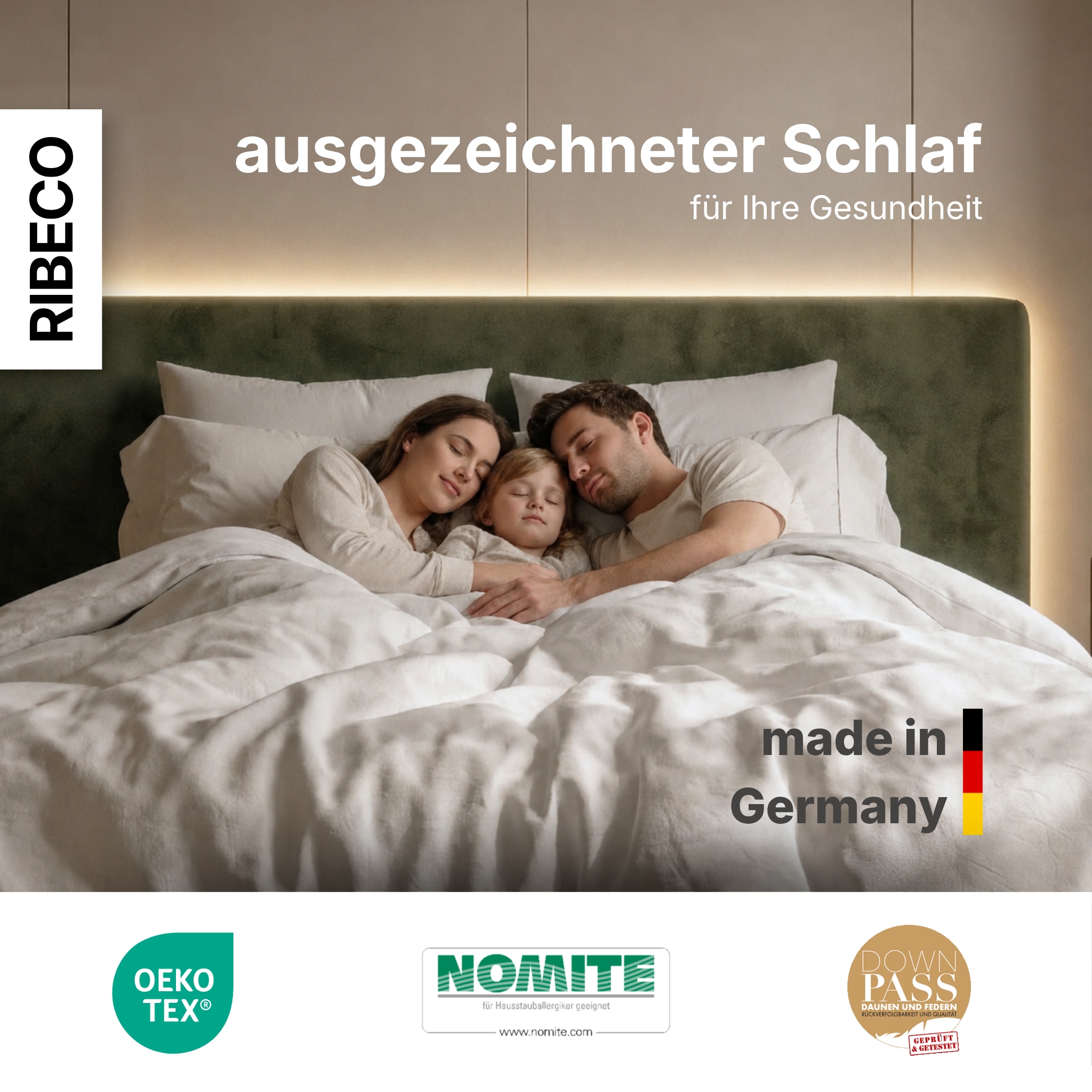 RIBECO Federbettdecke »Laram, Bettdecken für Sommer oder Winter, Made in Germany« leicht Füllung 90 % Federn, 10 % Daunen 1 Stk. tlg. Super Preis-Leistung, Bettdecke 135x200 cm oder 155x220 cm, Decke