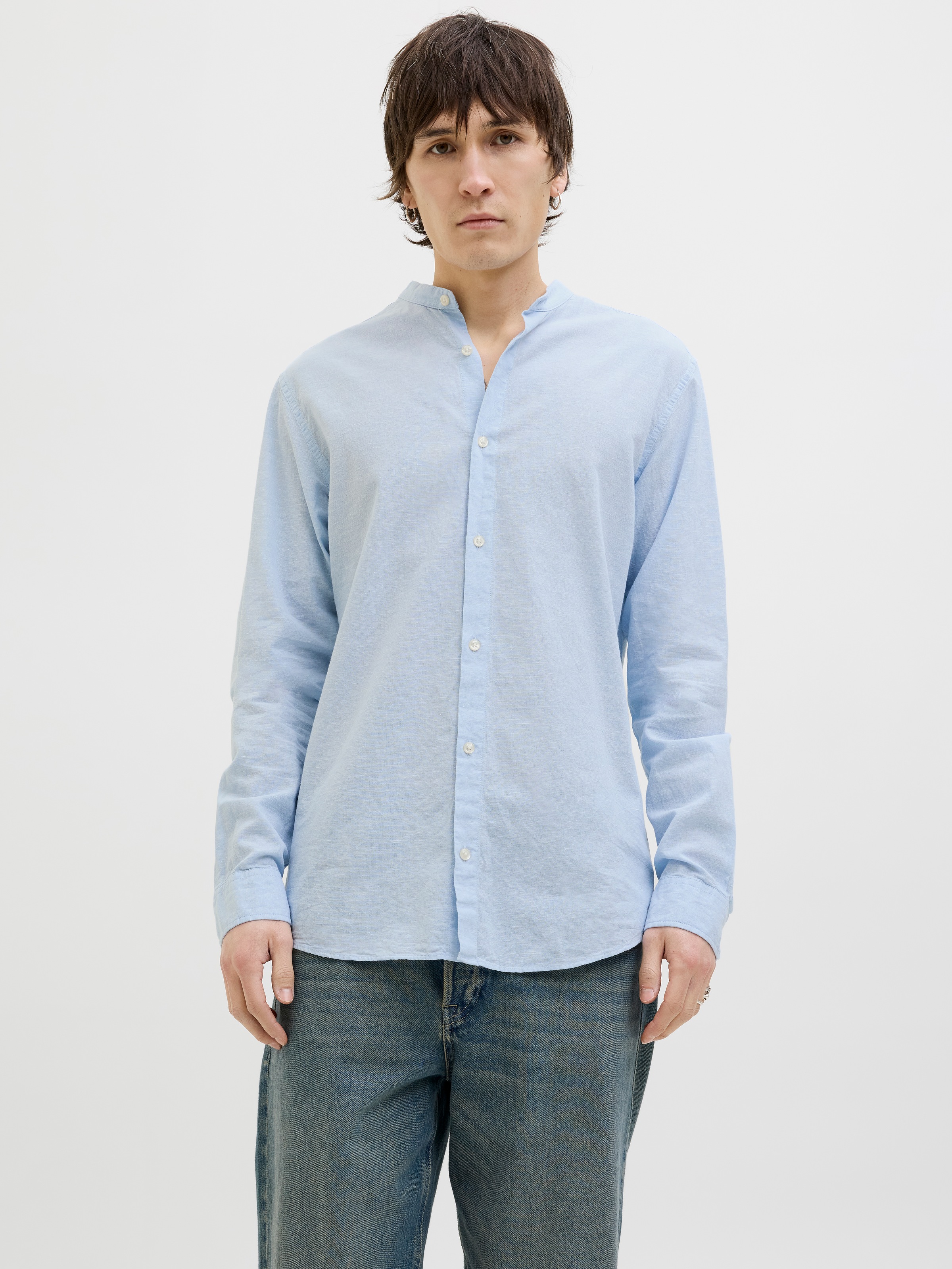 Jack & Jones Langarmhemd »JJEBREEZE BAND SHIRT LS SN«, mit Bandkragen