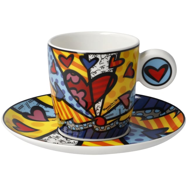 Garantie Bone XXL New Goebel Day Espressotasse Art, Britto China, - Pop Jahren Fine 3 mit Romero A »Britto«,