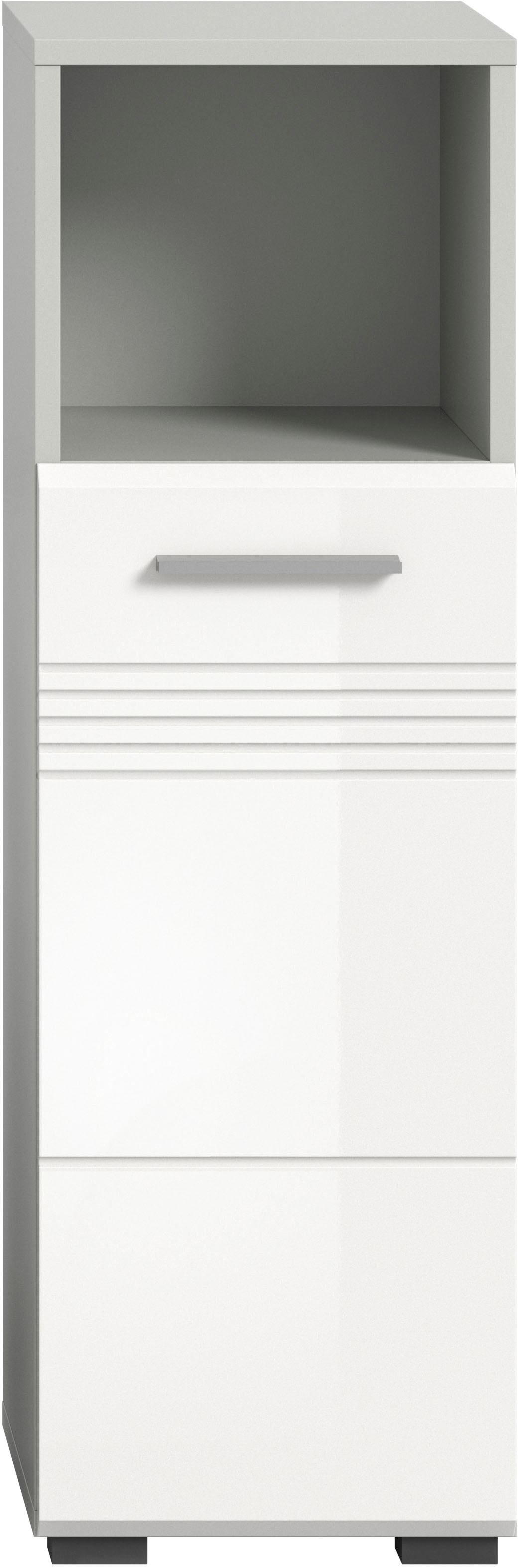 welltime Unterschrank »Calcio, Höhe 95 cm, 1 Tür, 1 offenes Fach, 1 Einlegeboden, Türanschlag« wechselbar, MDF Front, Badschrank, Bad-Möbel, Badezimmer