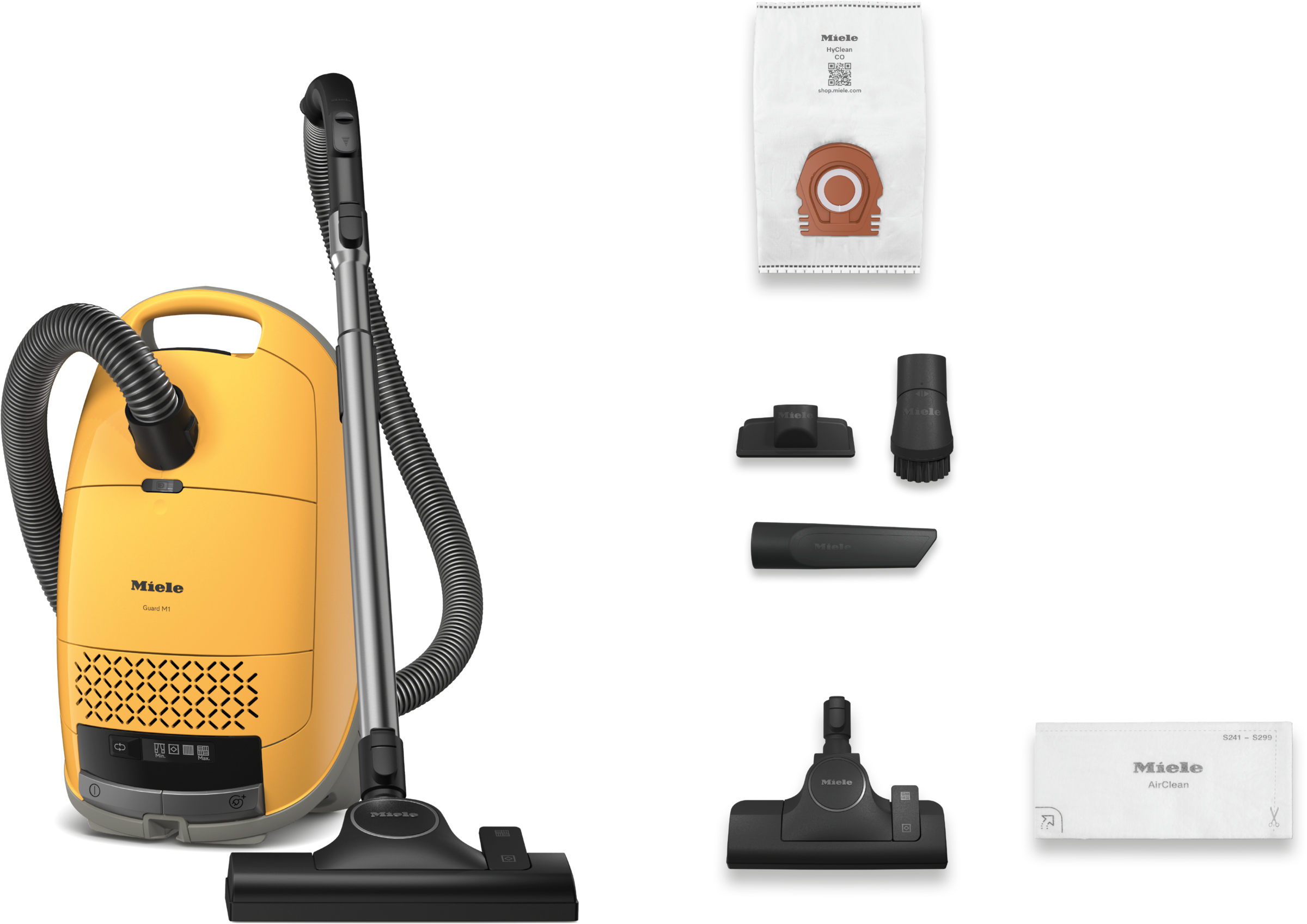 Miele Bodenstaubsauger »Guard M1 Sunsetgelb mit ComfortFit, Nachfolger Complete C2« 890 W mit Beutel Starke Saugleistung, AirClean Filter, integriertes Zubehör