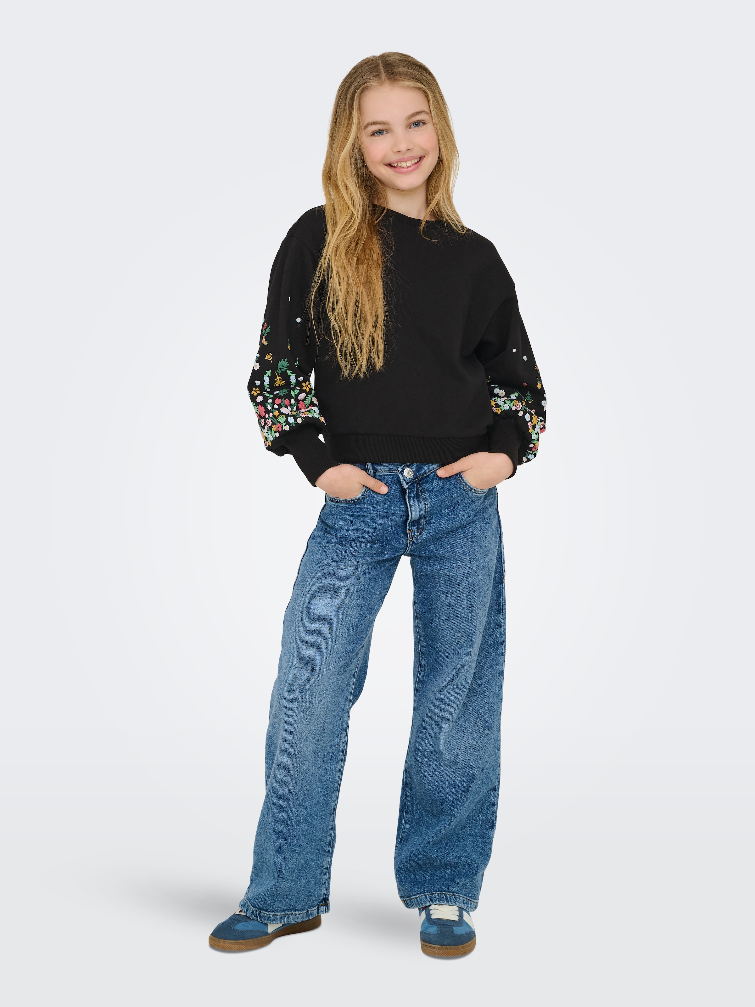 KIDS ONLY Sweatshirt »KOGBROOKE L/S O-NECK FLOWER SWT NOOS«, Baumwollmischung, regular fit
