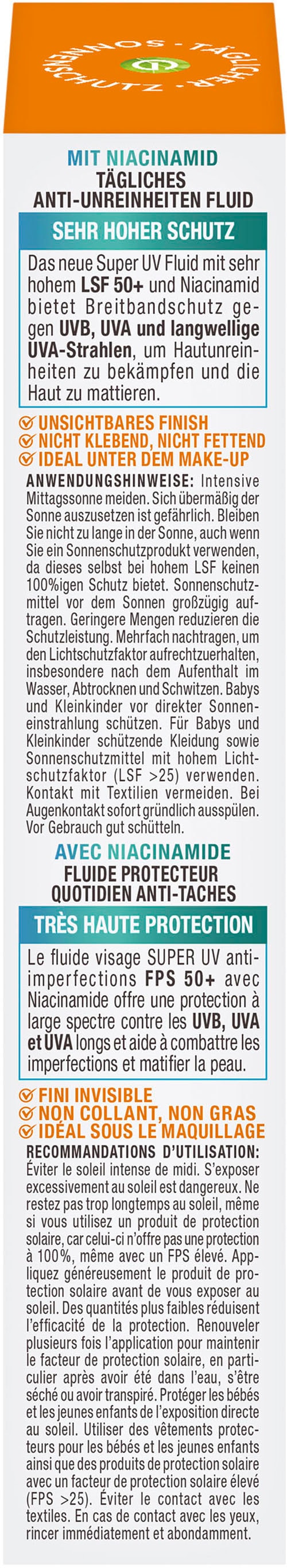 GARNIER Sonnenschutzfluid »Garnier Sonnenschutzfluid Niacinamid LSF50+«, mit Niacinamid und Zink