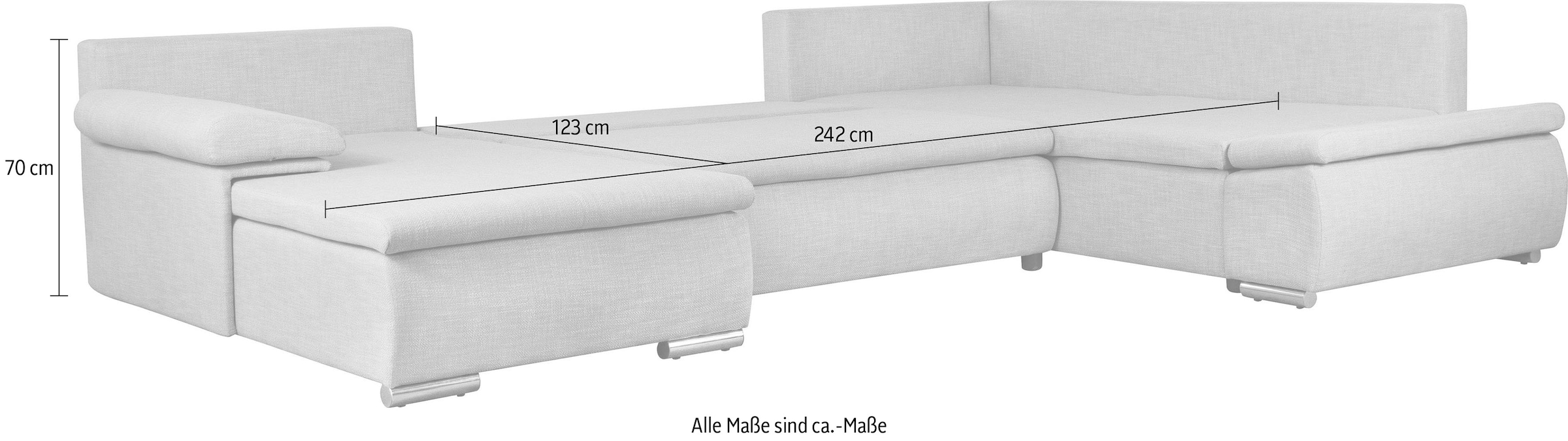 Home affaire Wohnlandschaft »Acra U-Form«, mit Bettfunktion und Bettkasten, in Mattenoptik