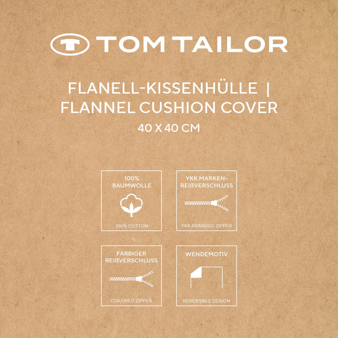 TOM TAILOR HOME Kissenbezüge »new bedroom, Classic Check, 40x40cm oder 40x80cm«, (1 St.), Wendedesign mit Markenreißverschluss