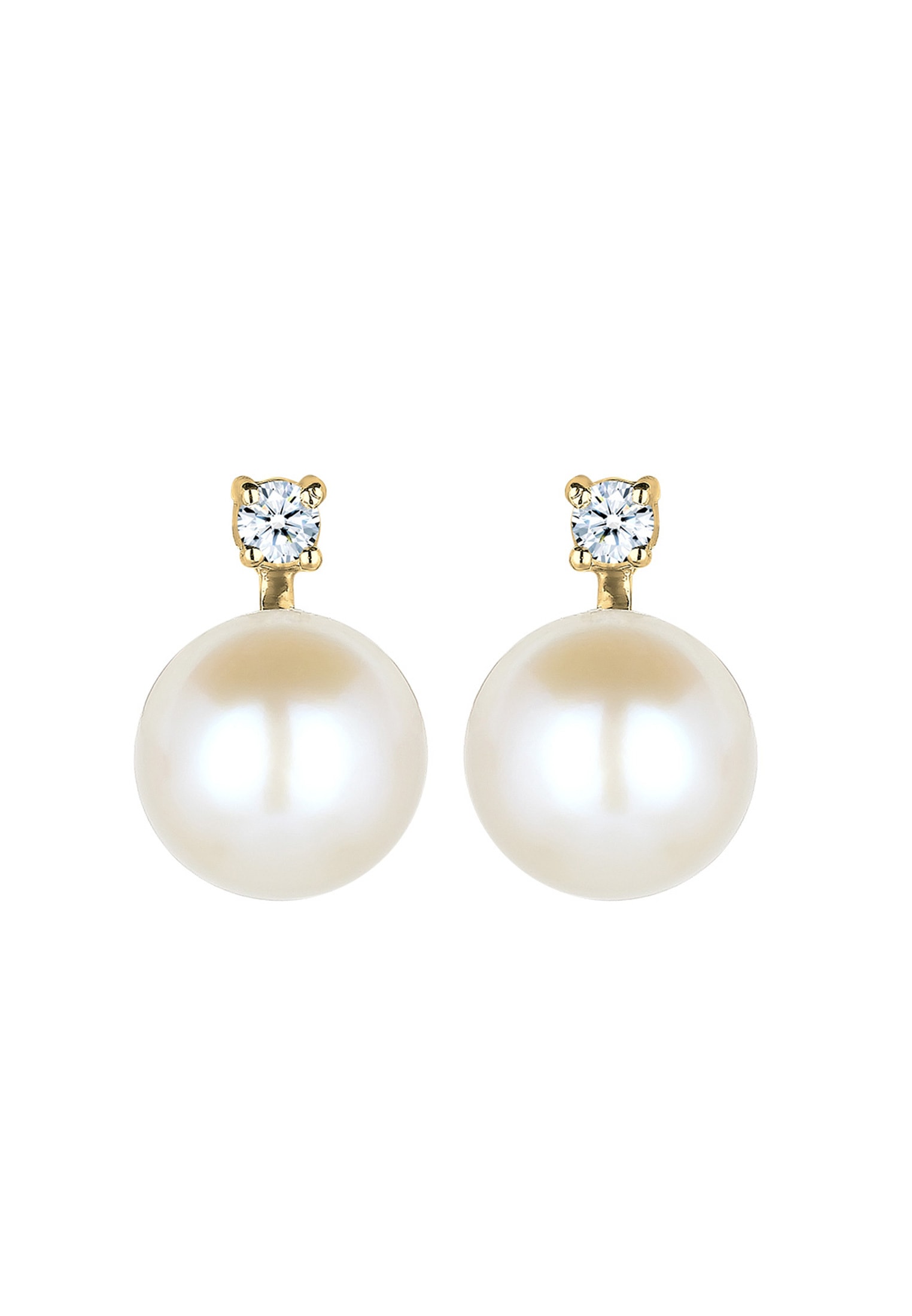 Elli DIAMONDS Paar Ohrstecker »Ohrringe Ohrstecker Süßwasserzuchtperlen Diamant (0.06 ct) 585 Gelbgold«