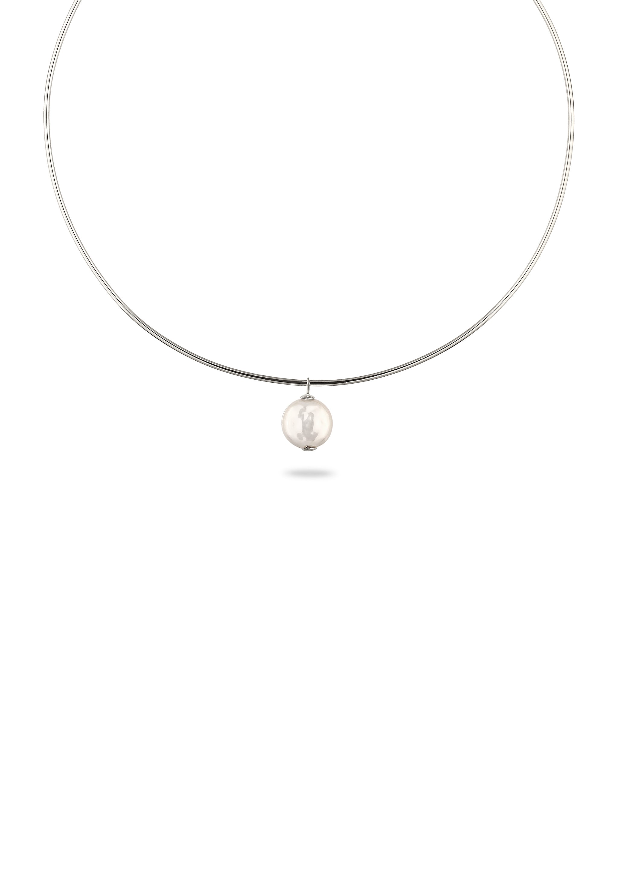 Elli Premium Silberkette »Halskette Halsreif Muschelkernperle Barocke Flach Weiß 925 Sterling Silber«