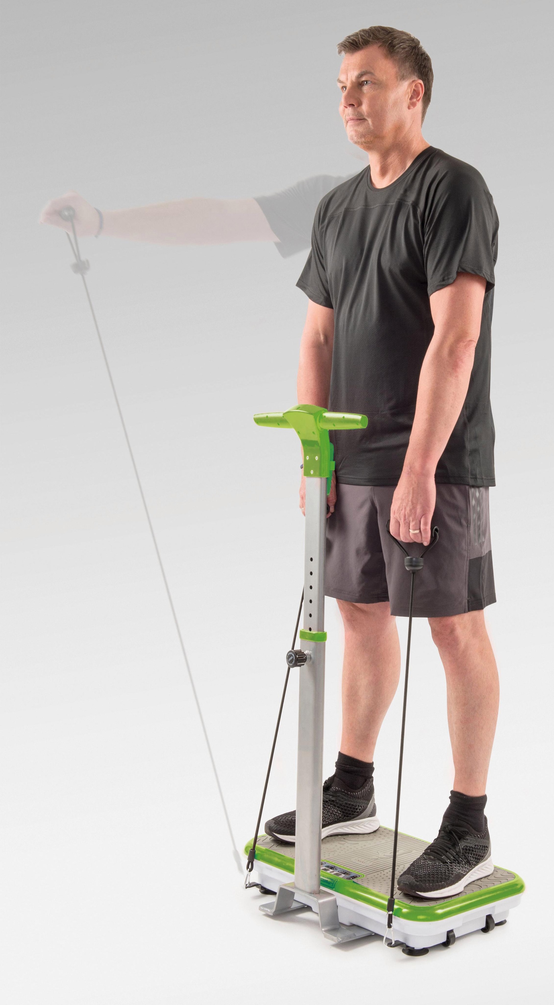 MediaShop Vibrationsplatte »VIBROSHAPER«, 3 Intensitätsstufen, (Set, mit Trainingsbändern), mit abnehmbarer Haltestange