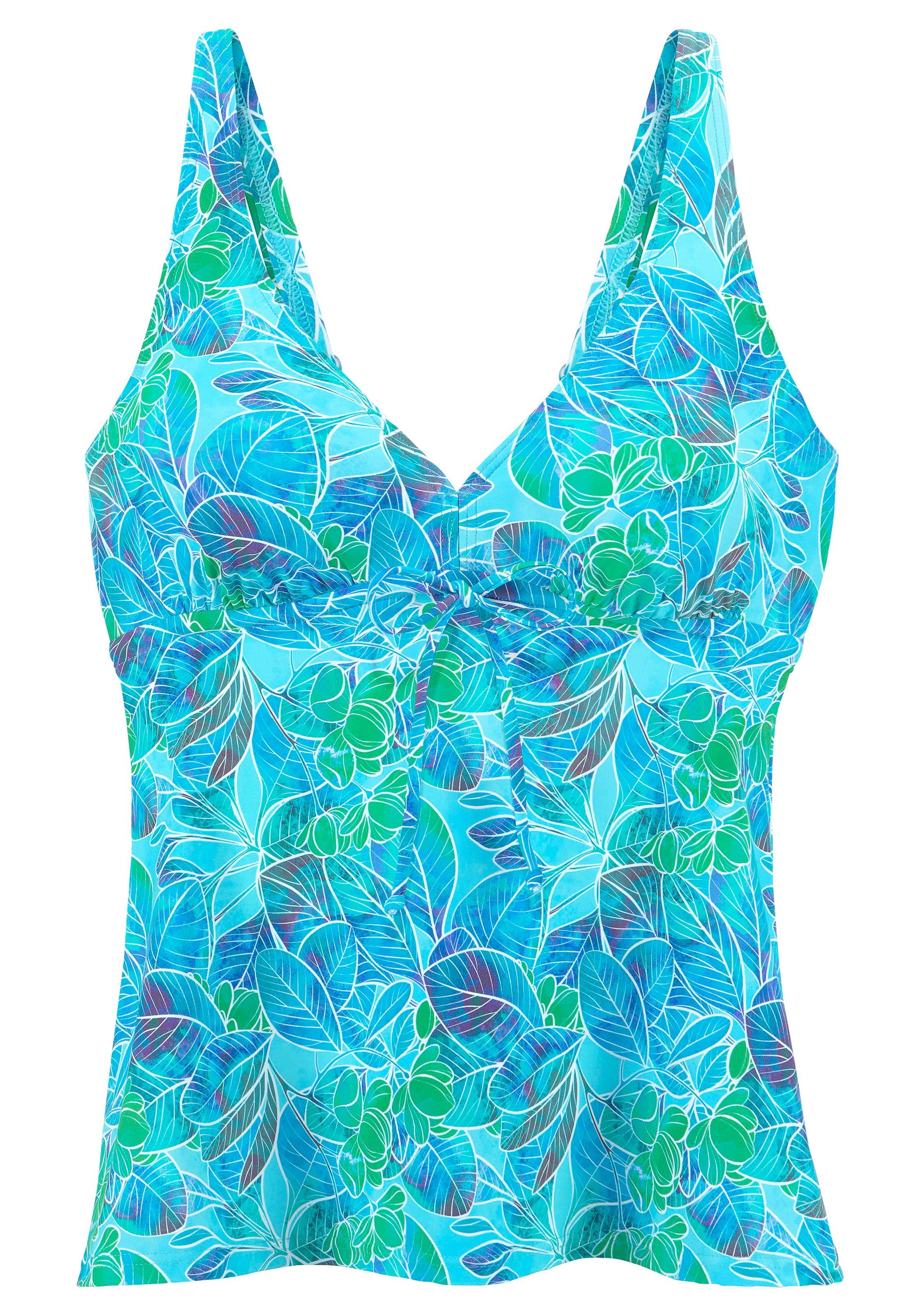 Sunseeker, Damen, Bügel-Tankini-Top »Lapa« Unter der Brust regulierbar mit tropischem Print, türkis bedruckt, Cup D, 42 - Cup D, türkis bedruckt, 