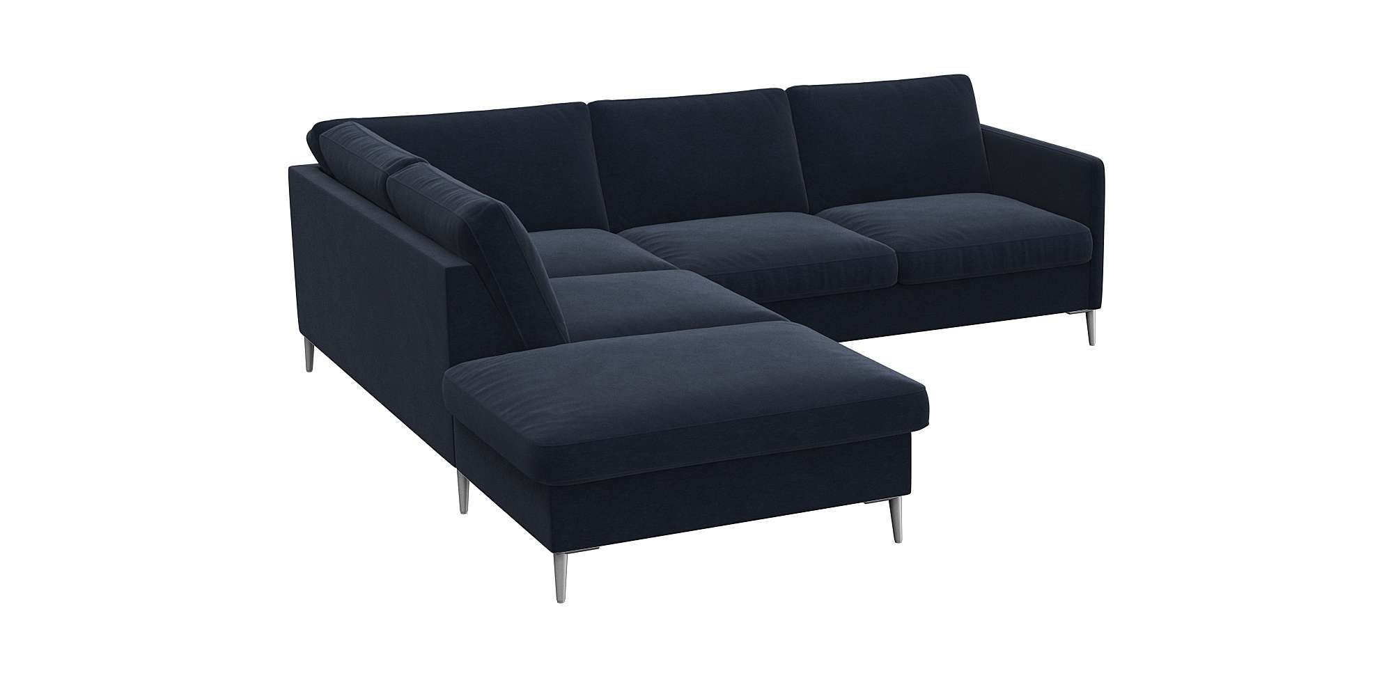 FLEXLUX Ecksofa »Fiore, L-Form«, schmale Armlehnen, Füße alufarben, B/T 234/225 cm, Kaltschaum im Sitz