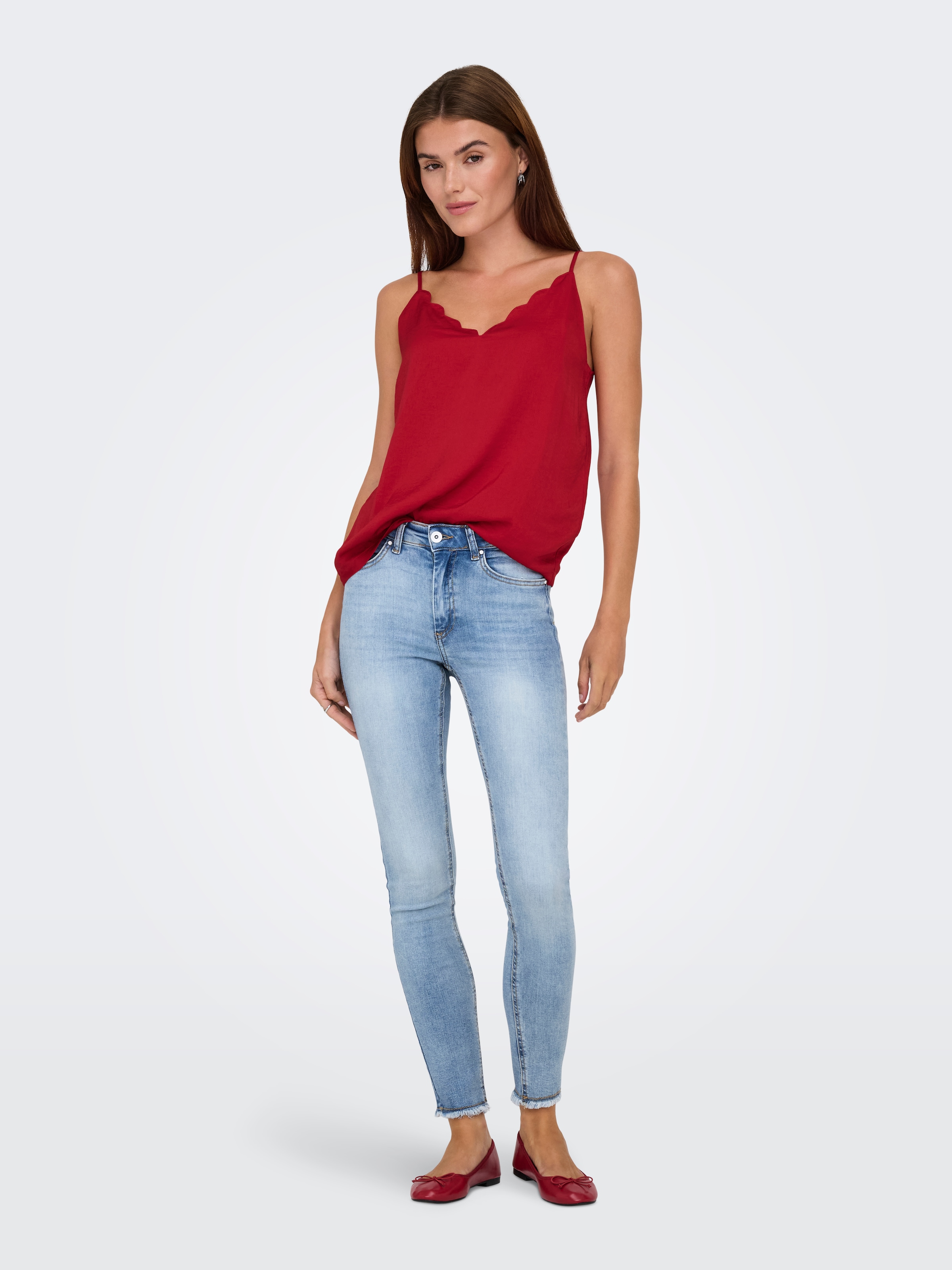 ONLY Spaghettitop »ONLDEBBIE SINGLET NOOS WVN« Kunstfaser, regular fit, Rundhals
